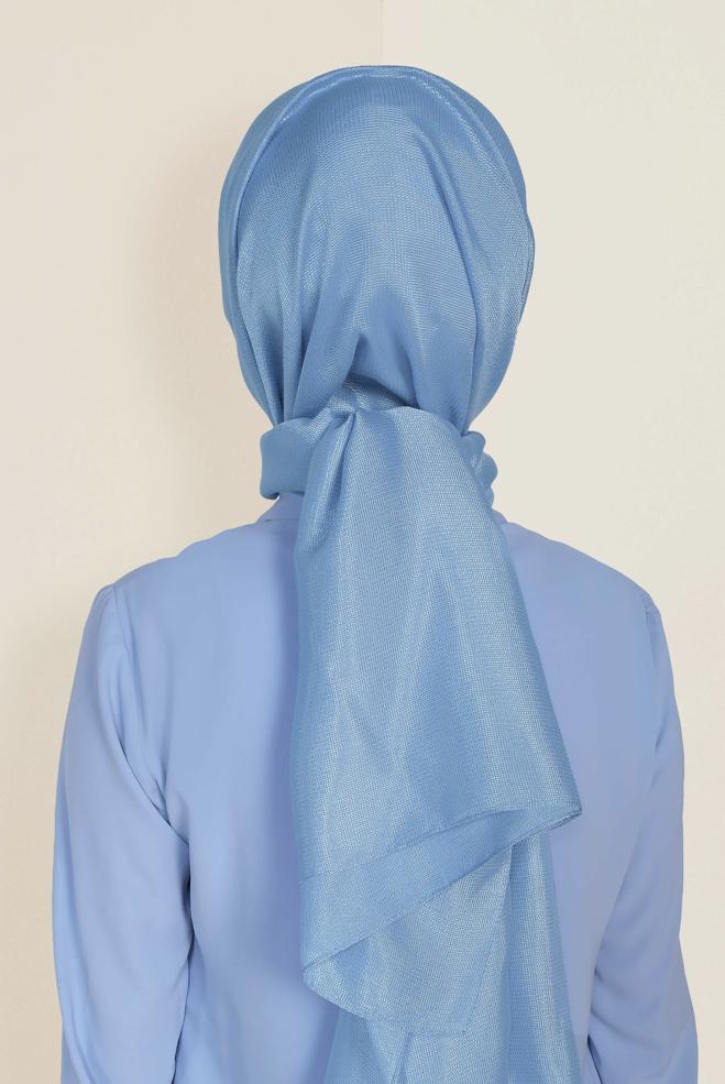 Vêtements hijab BLEU 9959 ALVİNA PARLAK PÜTÜRLÜ ABİYE ŞAL - ALVİNA