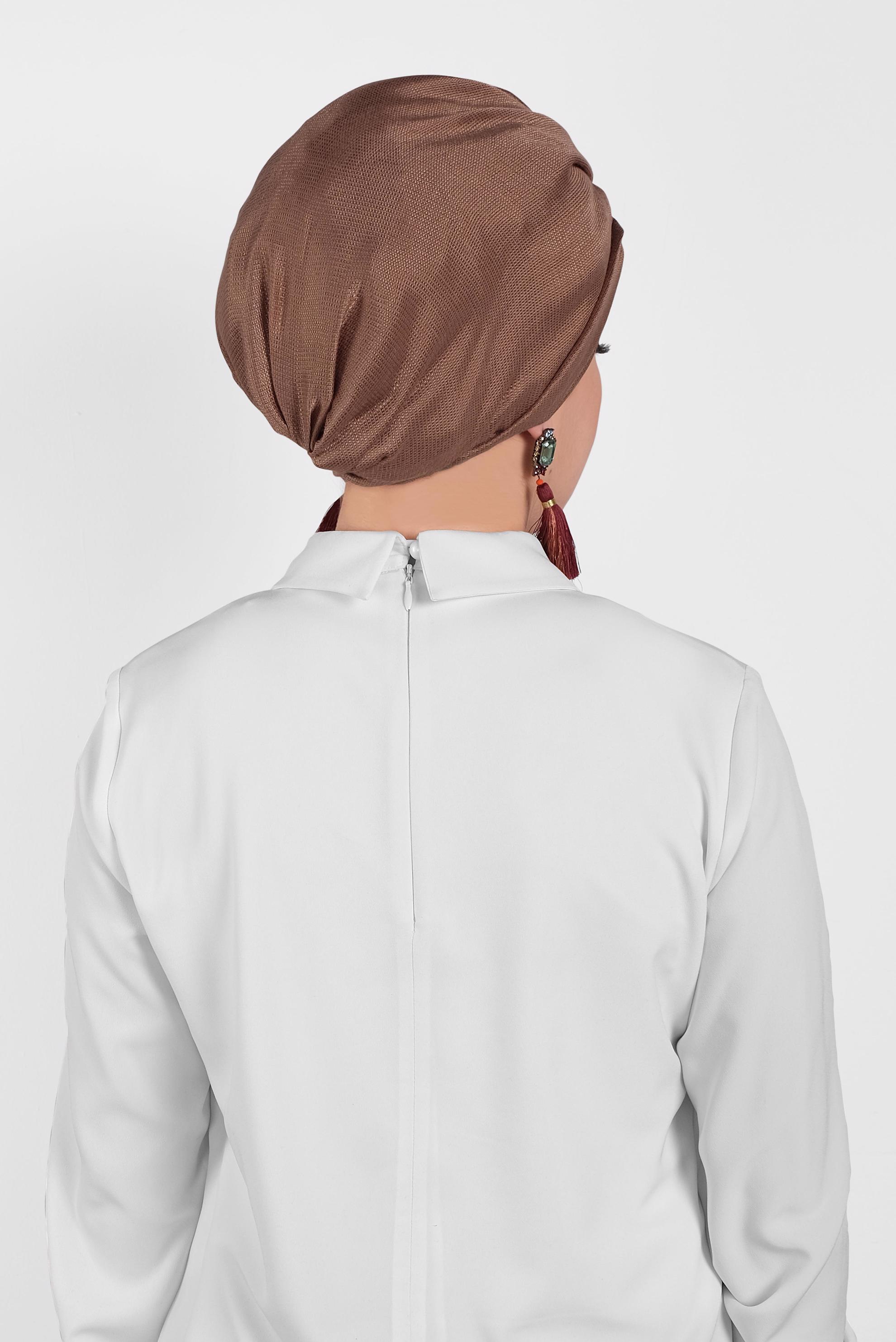 Hijab clothing BROWN 9959 ALVİNA PARLAK PÜTÜRLÜ ABİYE ŞAL