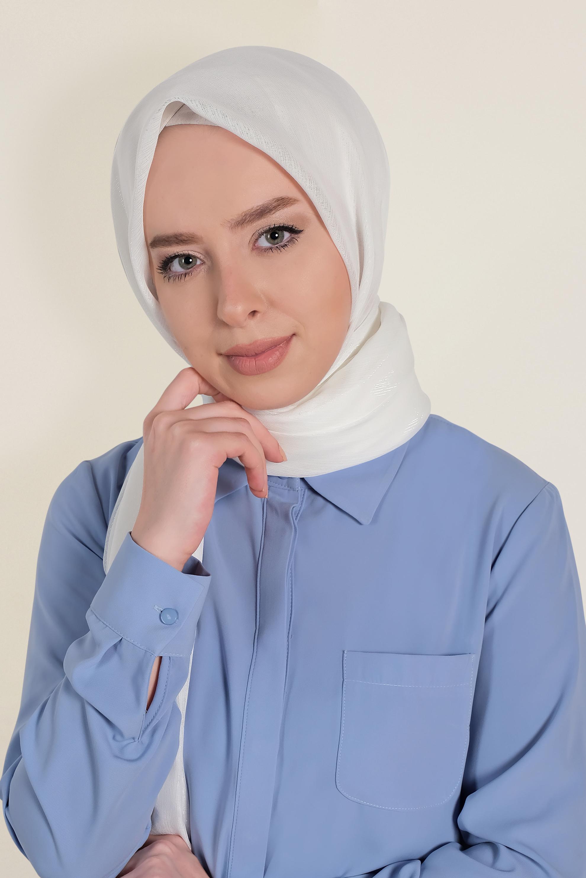 Hijab clothing WHITE SPARKLY SHAWL 9969