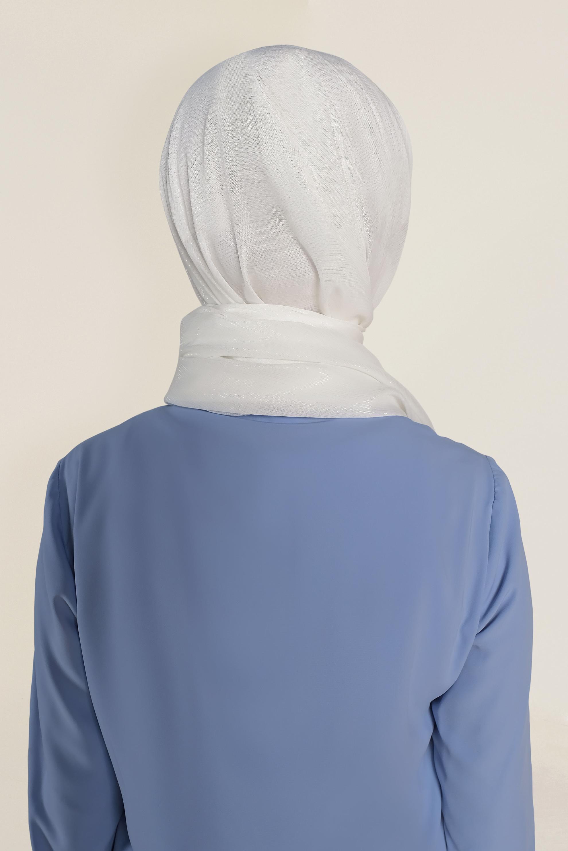 Hijab clothing WHITE SPARKLY SHAWL 9969