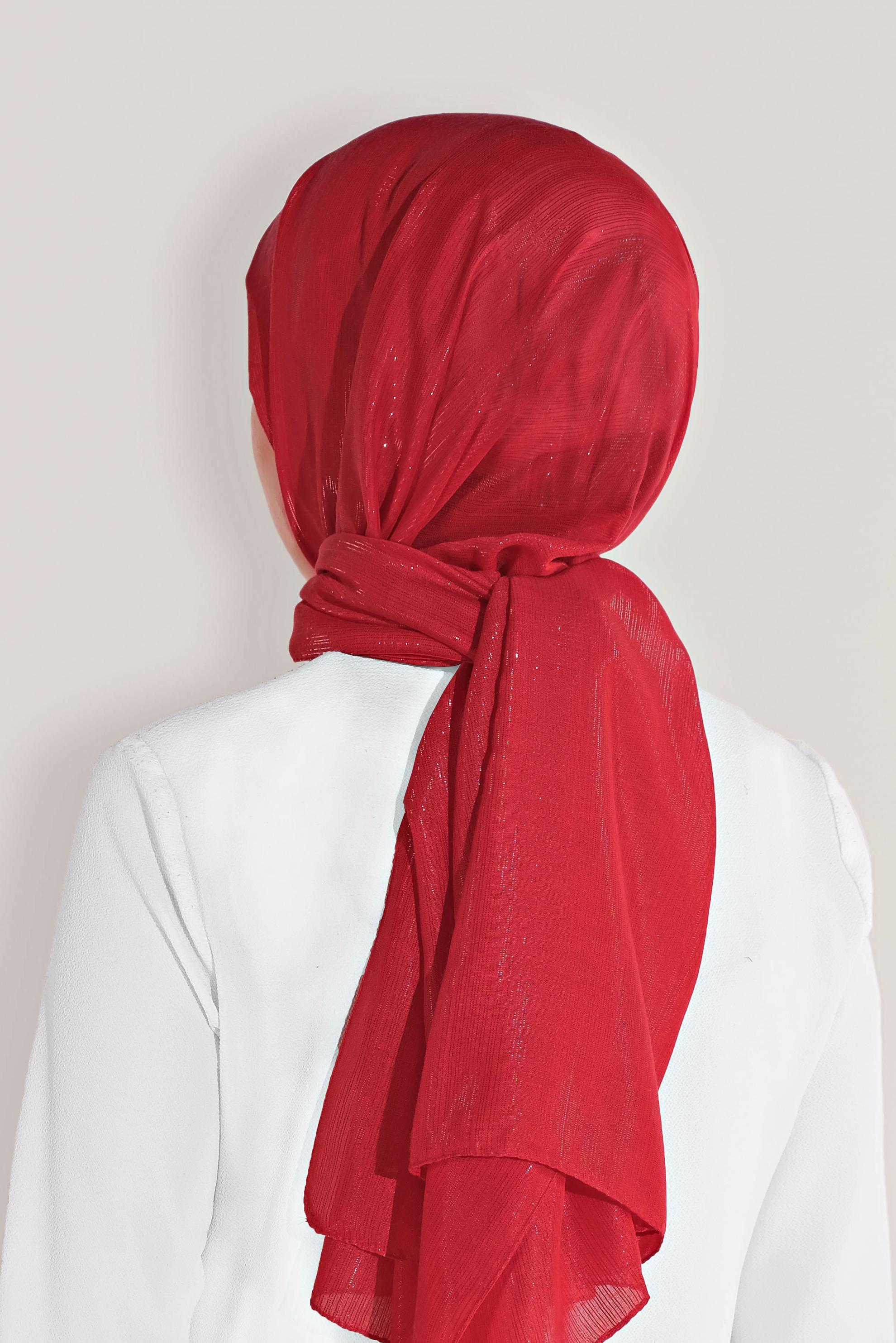 Tesettür giyim KIRMIZI 9969 ALVİNA SİMLİ SIVAMA ABİYE ŞAL