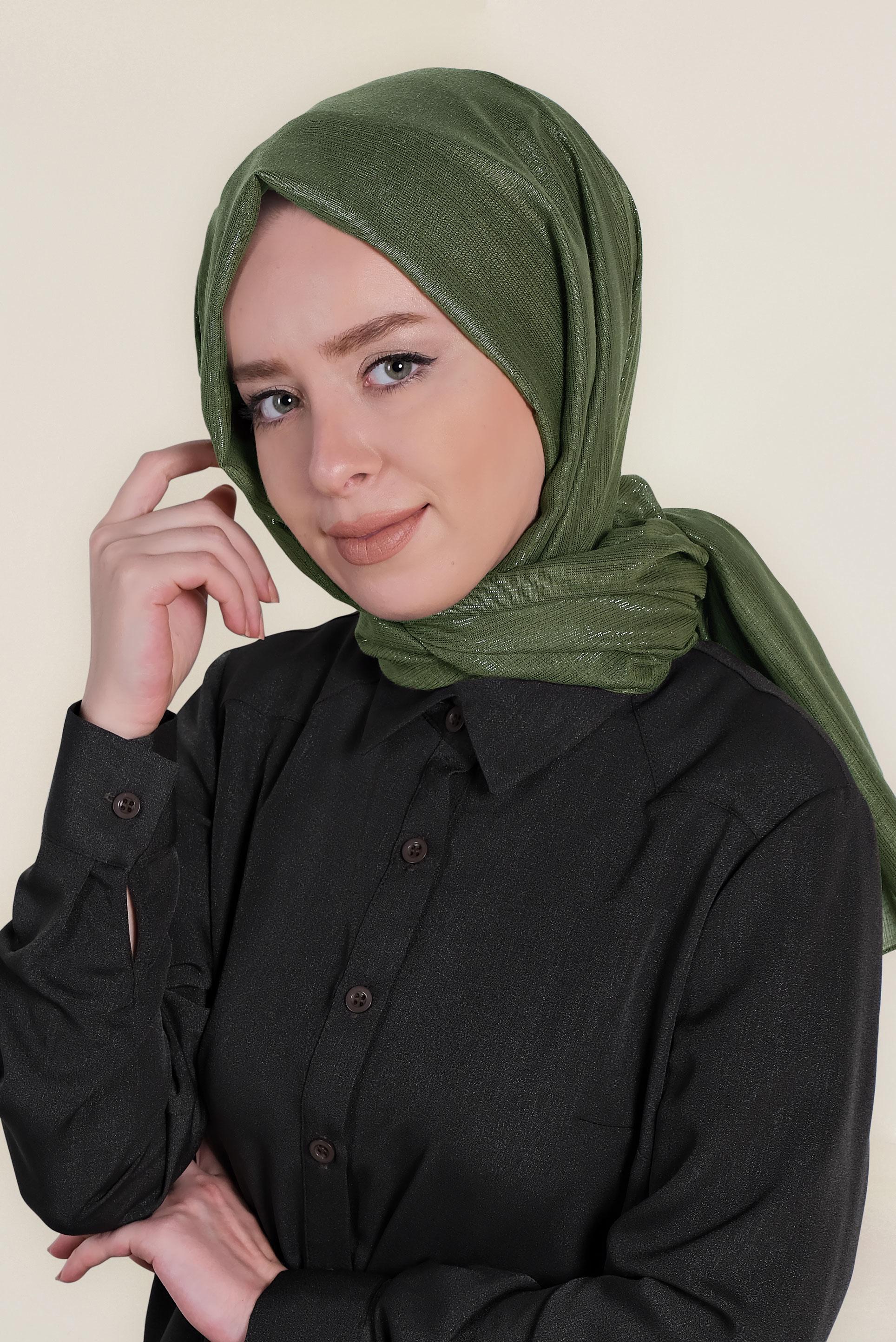 Hijab clothing KHAKI SPARKLY SHAWL 9969