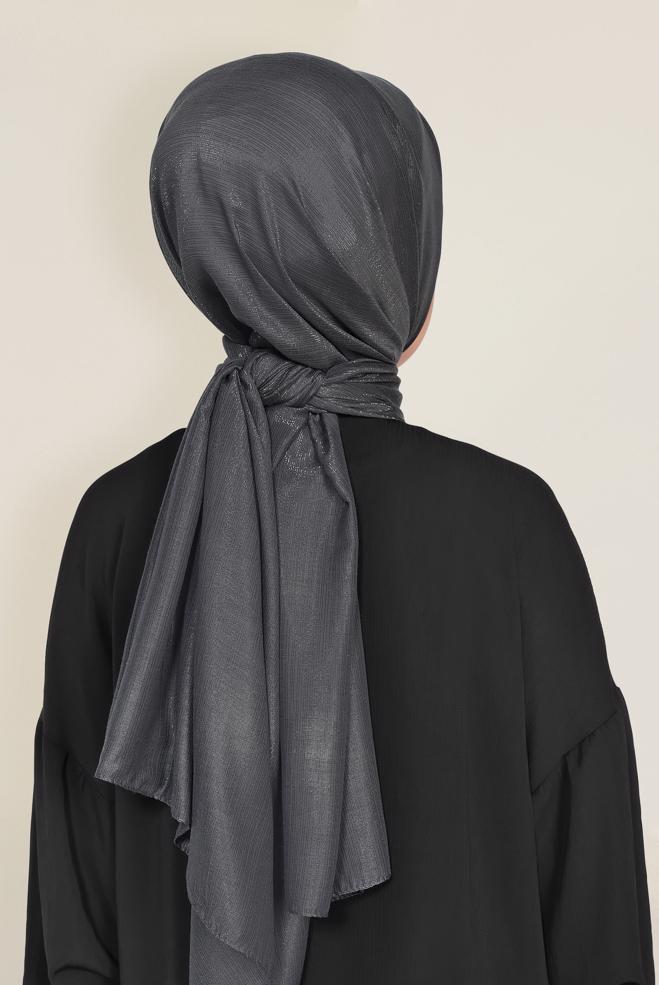 Vêtements hijab GRIS CHÂLE EN BRILLANTE 9969  - ALVİNA
