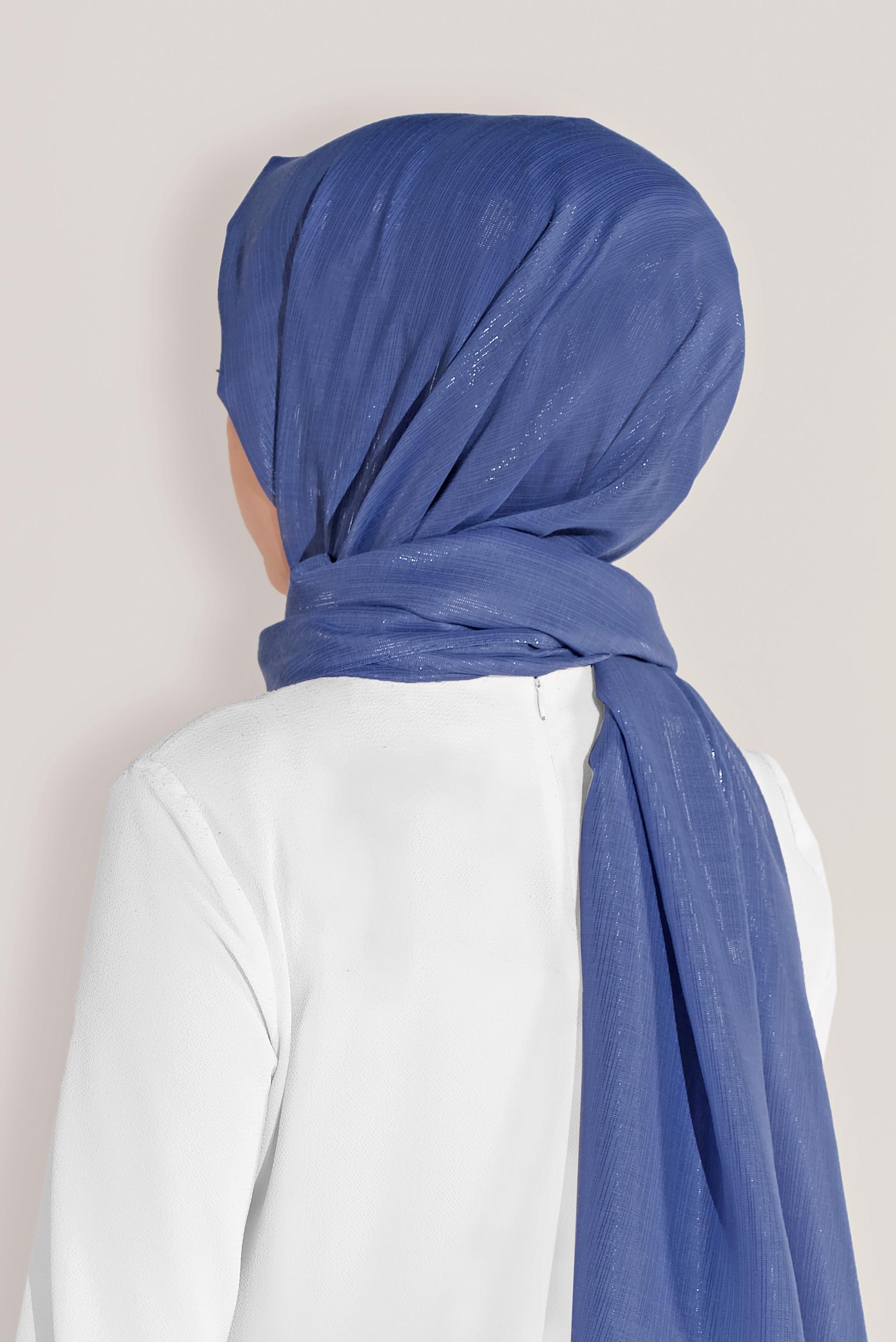 Tesettür giyim MAVİ 9969 ALVİNA SİMLİ SIVAMA ABİYE ŞAL