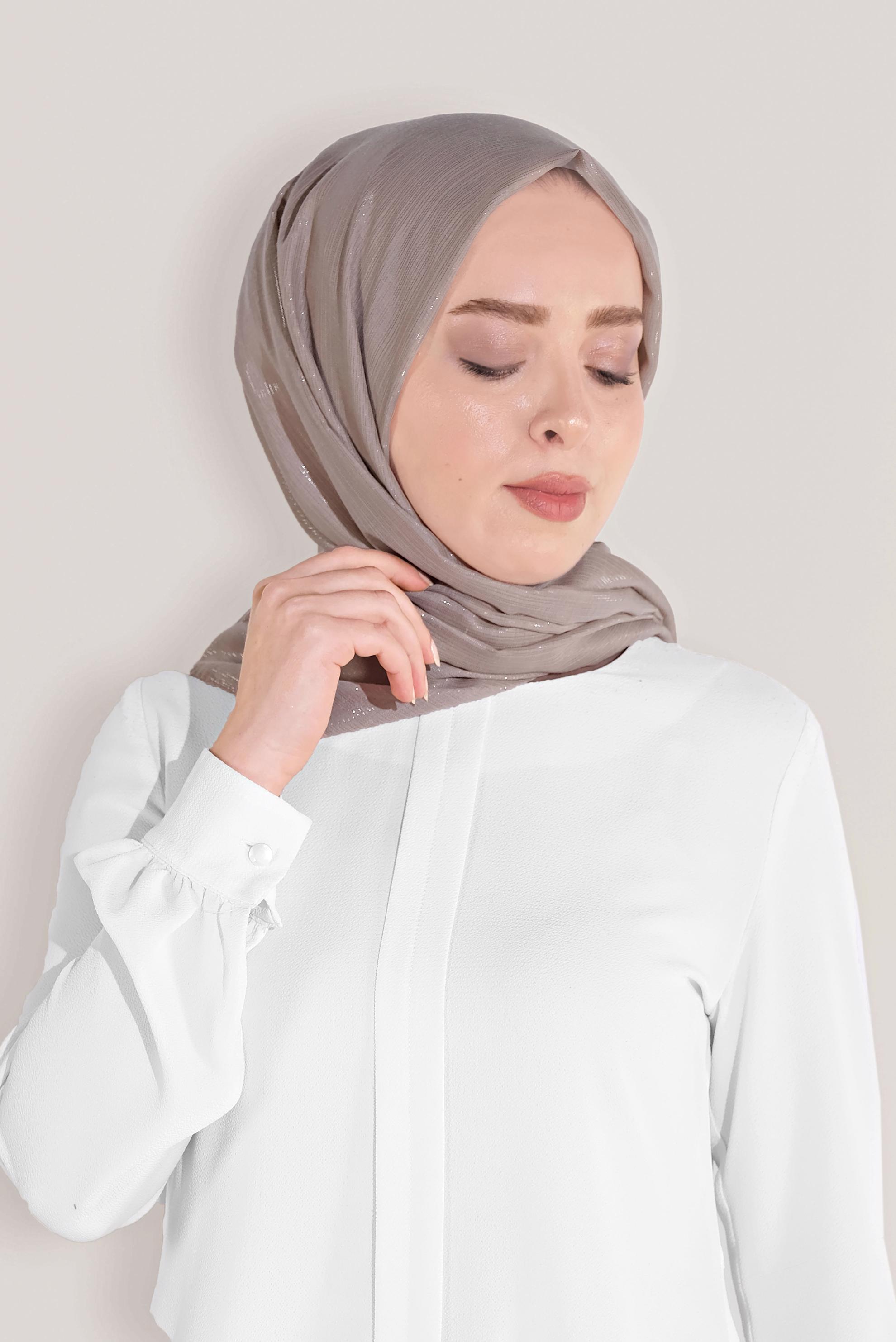 Tesettür giyim VİZON 9969 ALVİNA SİMLİ SIVAMA ABİYE ŞAL