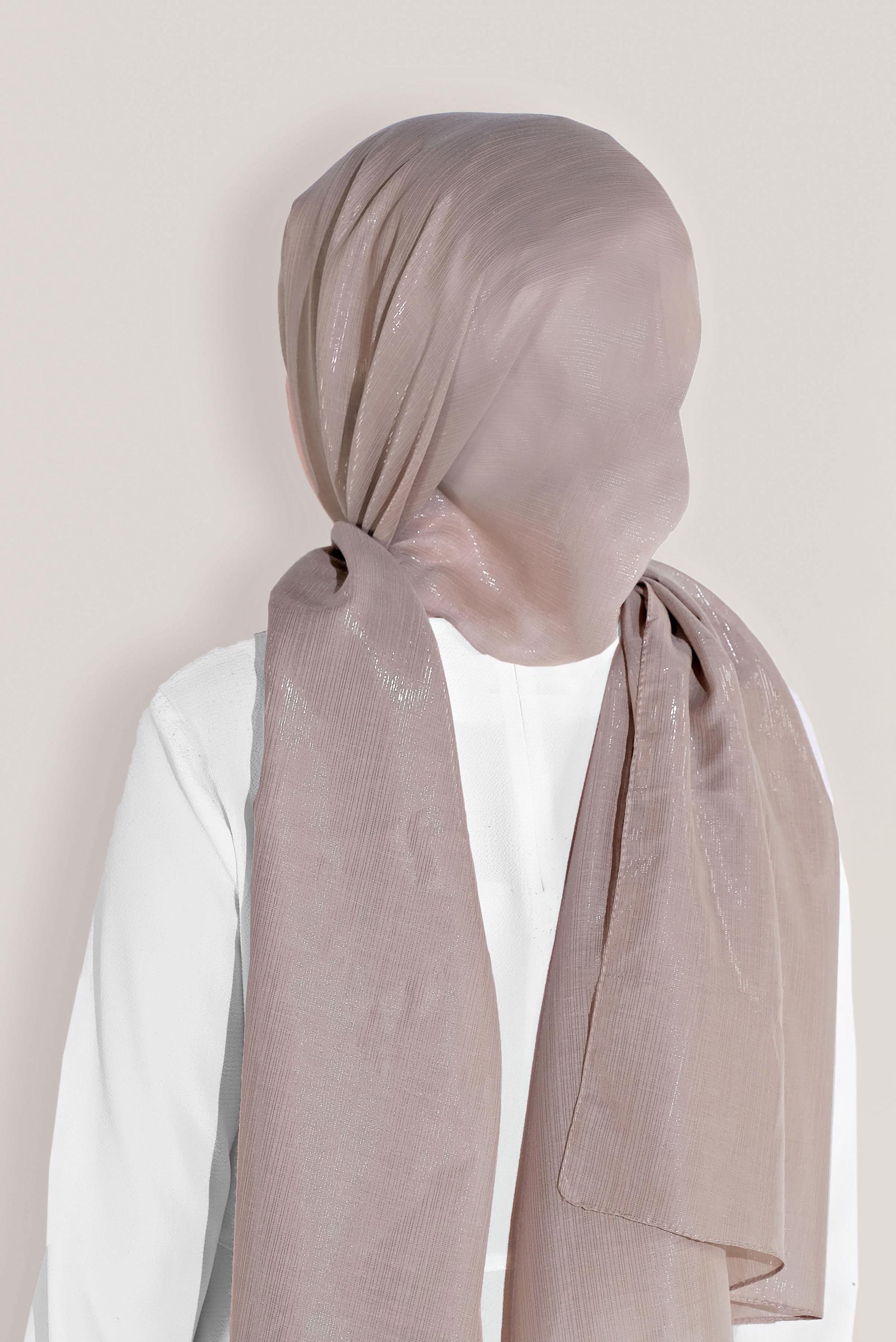 Tesettür giyim VİZON 9969 ALVİNA SİMLİ SIVAMA ABİYE ŞAL