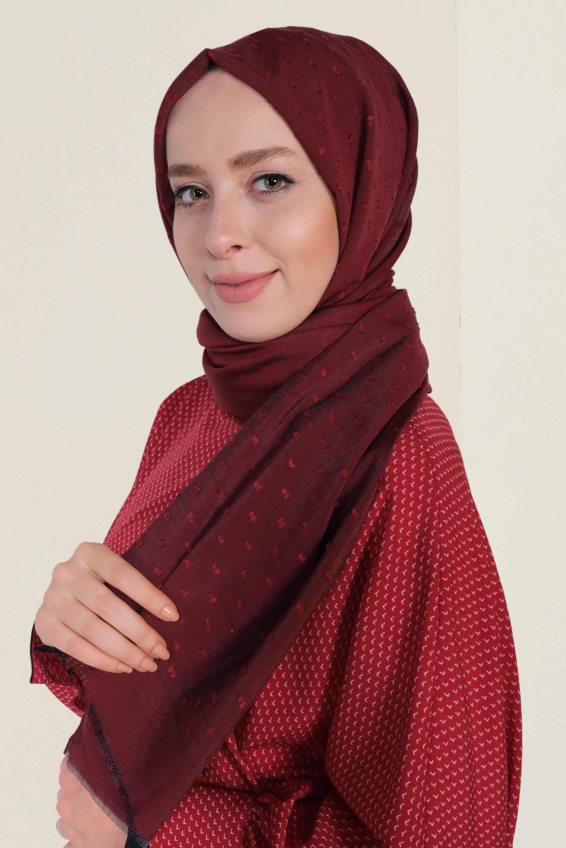 Tesettür giyim BORDO 9970 ALVİNA ALTAY ŞAL
