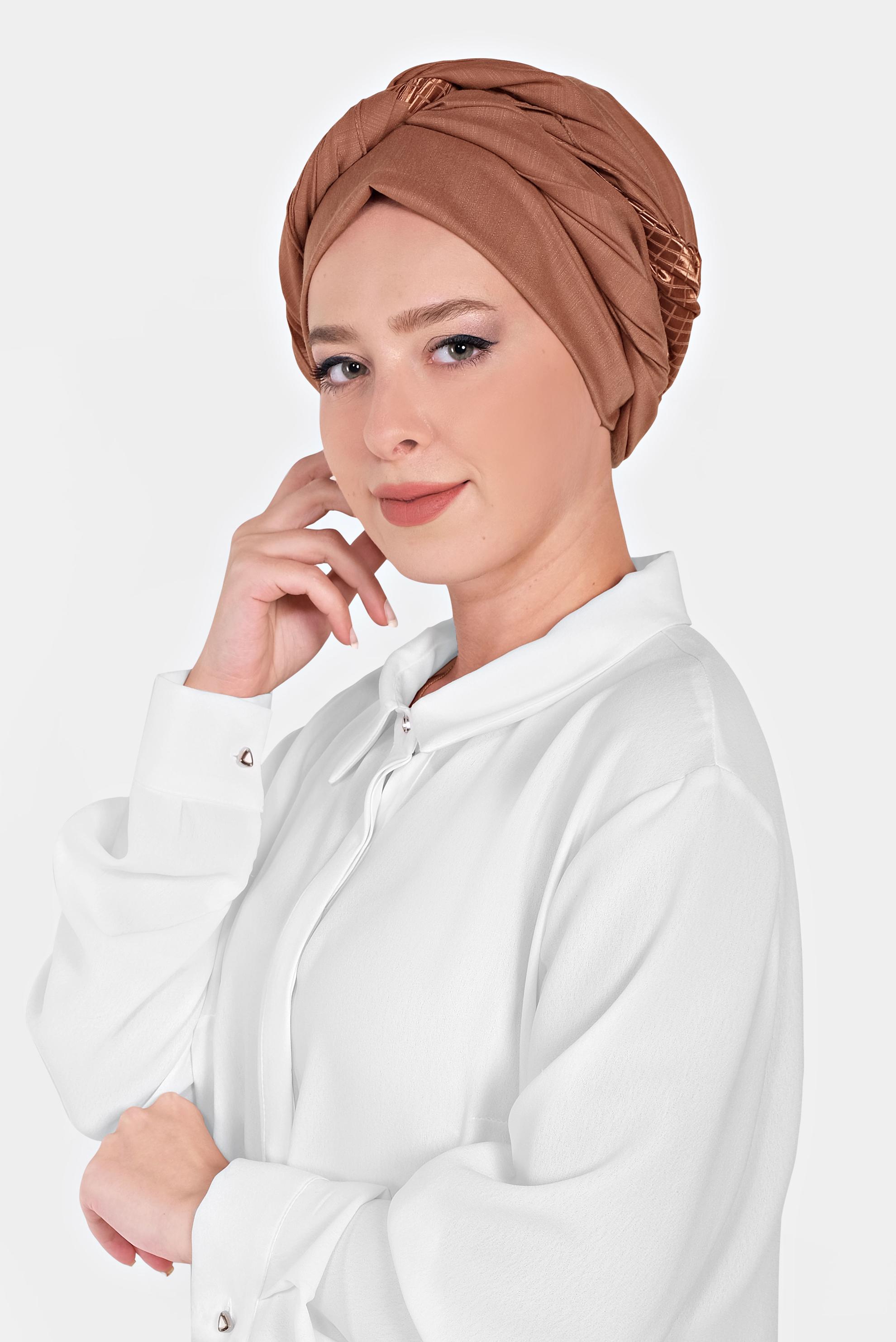 Tesettür giyim TURUNCU 9974 ALVİNA AĞAÇ KABUĞU ŞAL