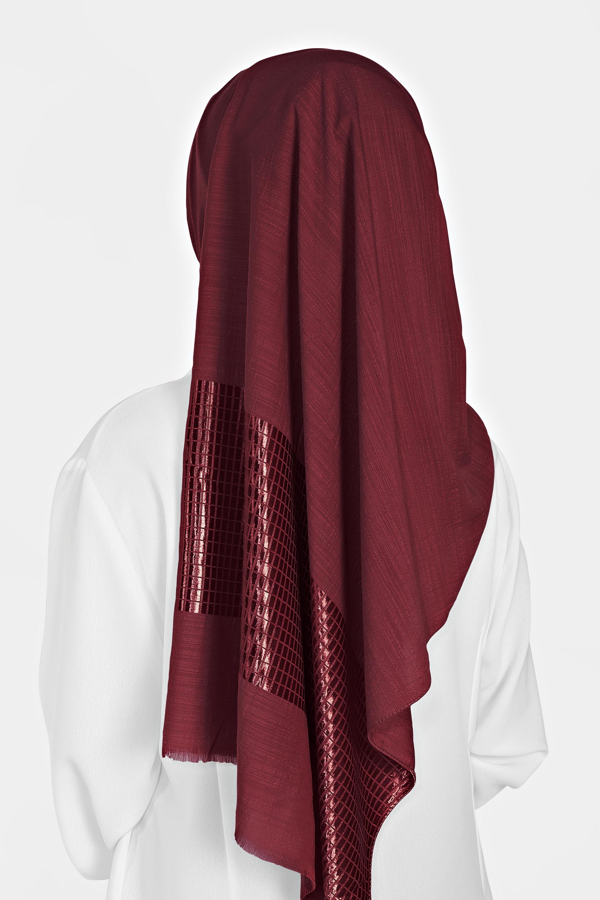 Tesettür giyim BORDO 9974 ALVİNA AĞAÇ KABUĞU ŞAL