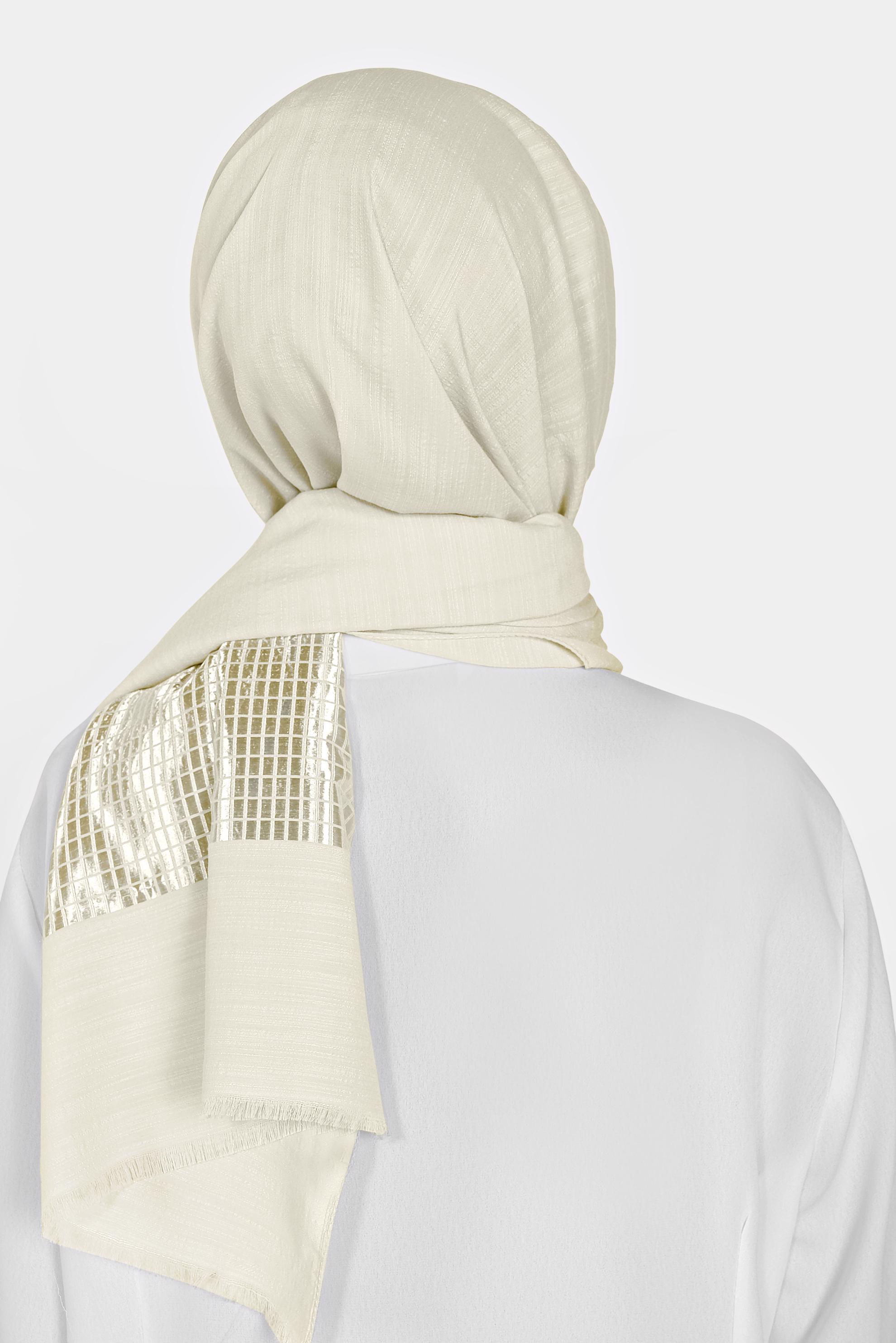 Tesettür giyim EKRU 9974 ALVİNA AĞAÇ KABUĞU ŞAL