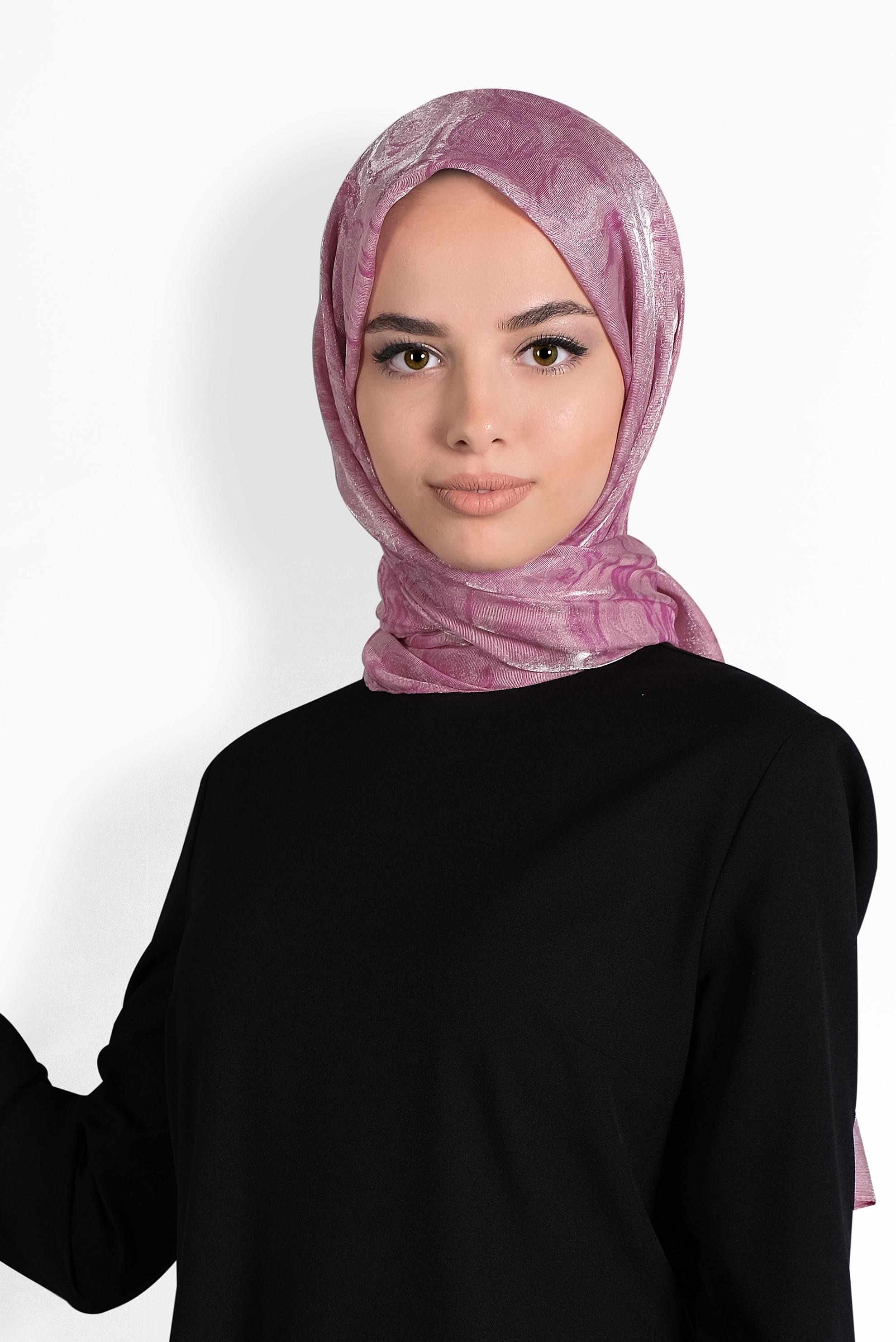 Tesettür giyim PUDRA 9977 ALVİNA ROZA ŞAL