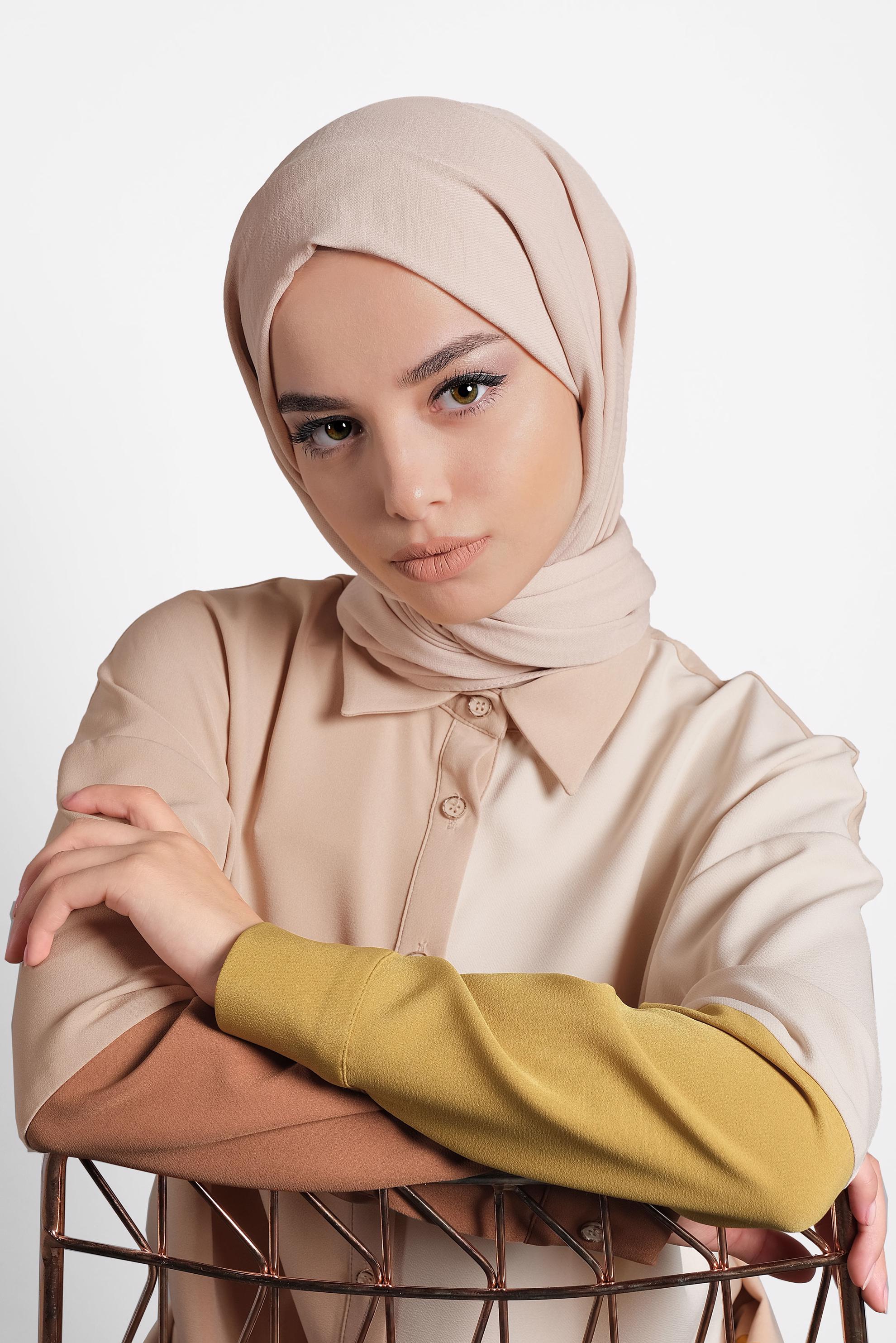 Tesettür giyim PUDRA 9982 ALVİNA KREP ŞAL