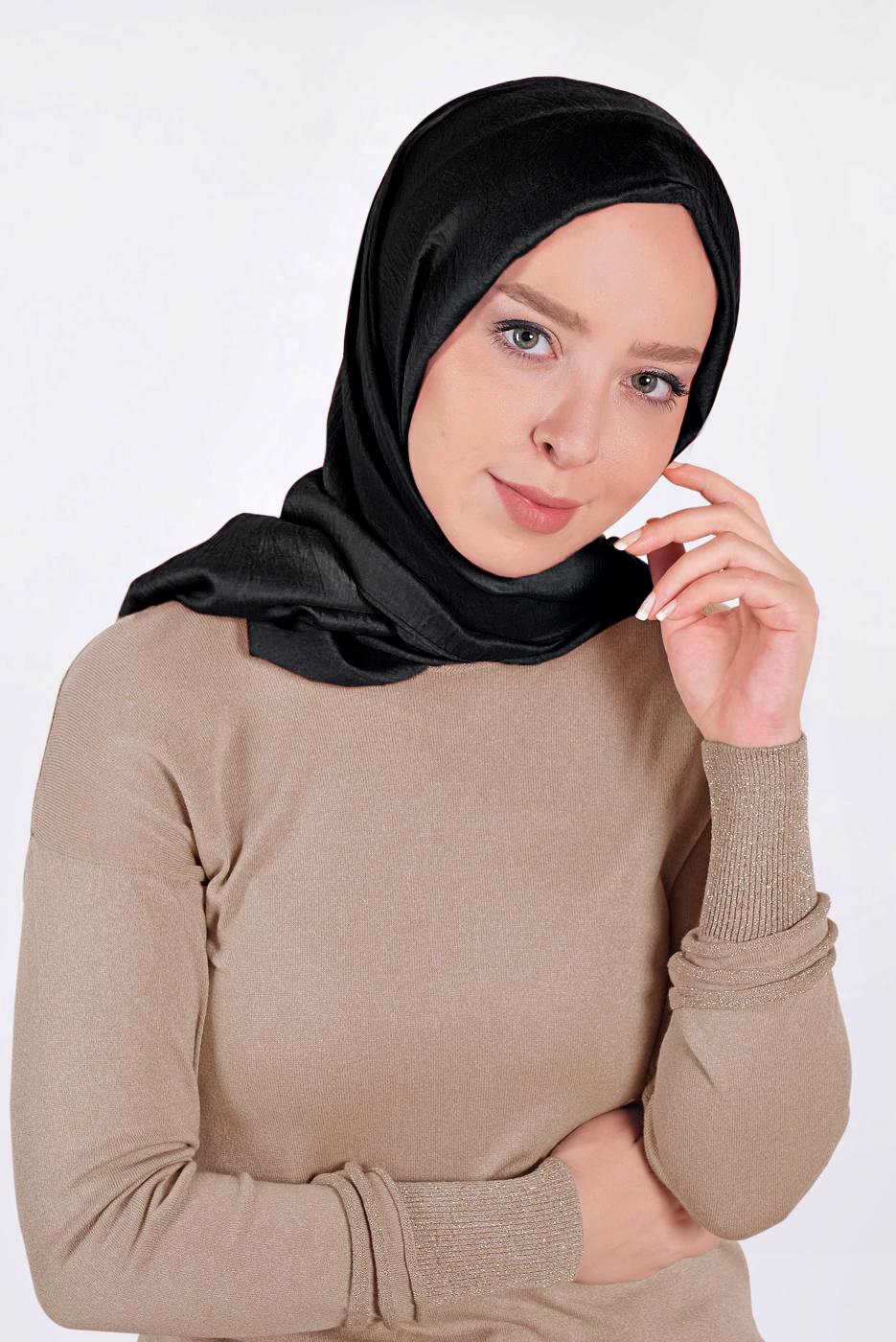 Tesettür giyim SİYAH ALVİNA MİLANO ŞAL 9984 