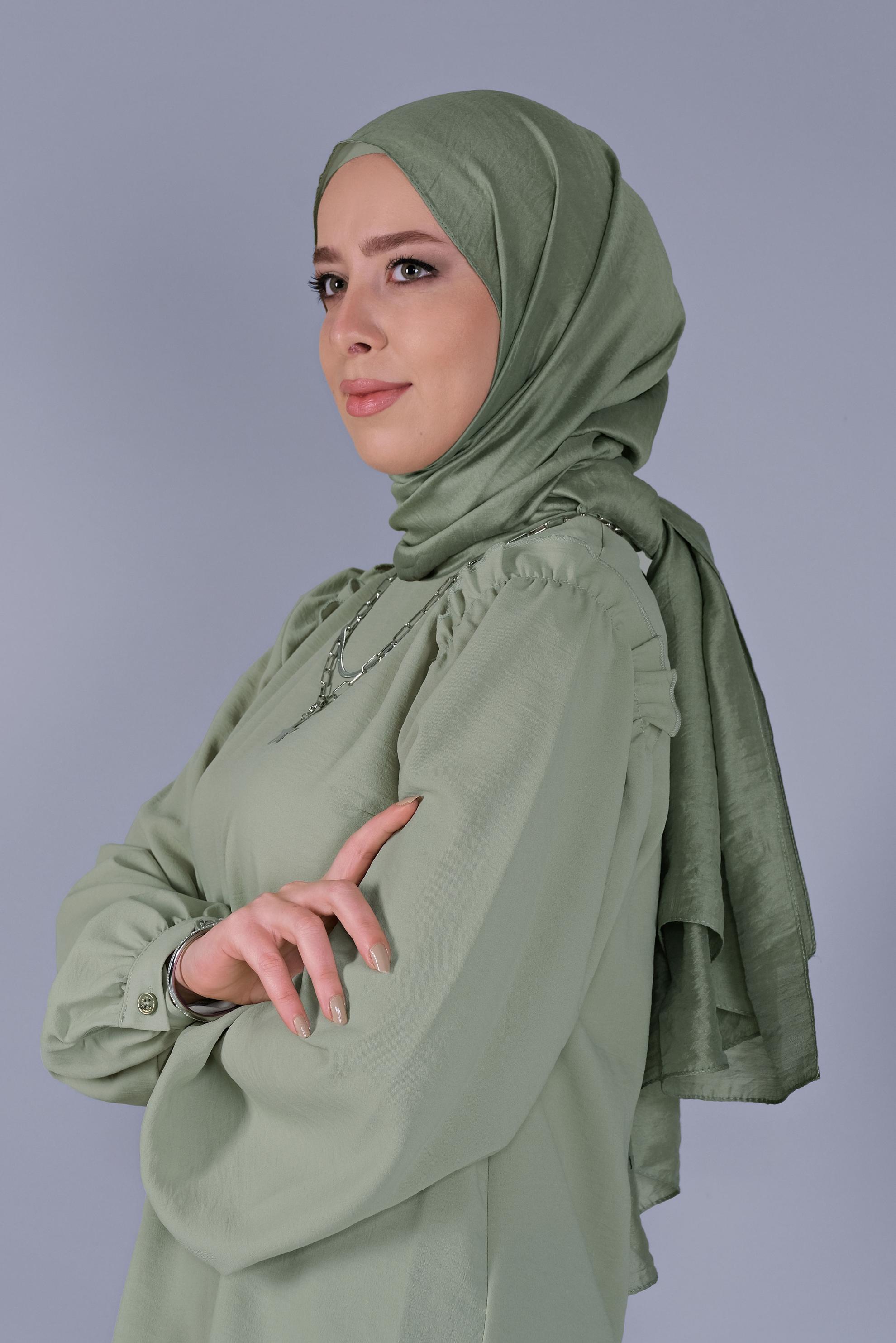 Tesettür giyim YEŞİL ALVİNA MİLANO ŞAL 9984 