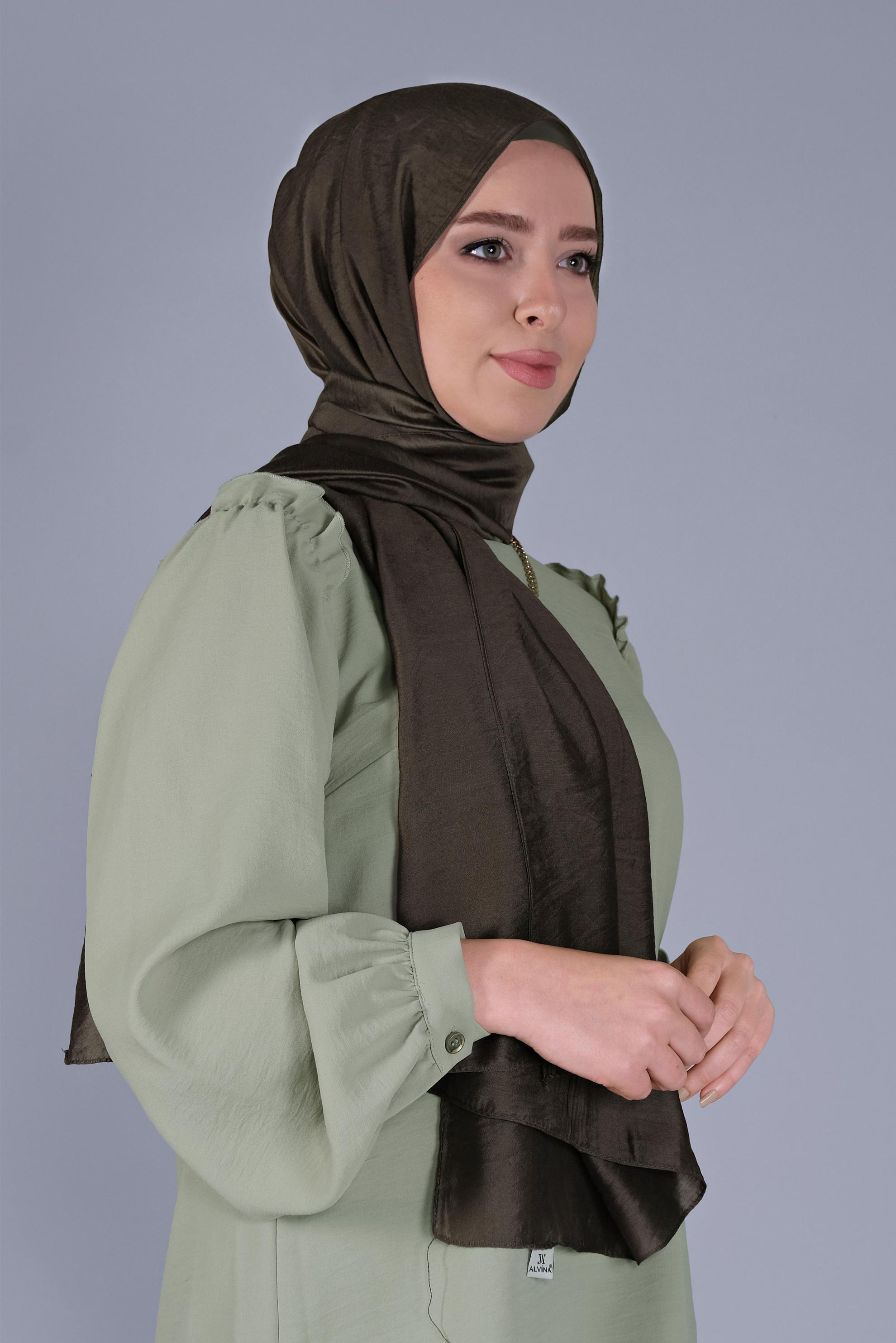 Tesettür giyim HAKİ ALVİNA MİLANO ŞAL 9984 