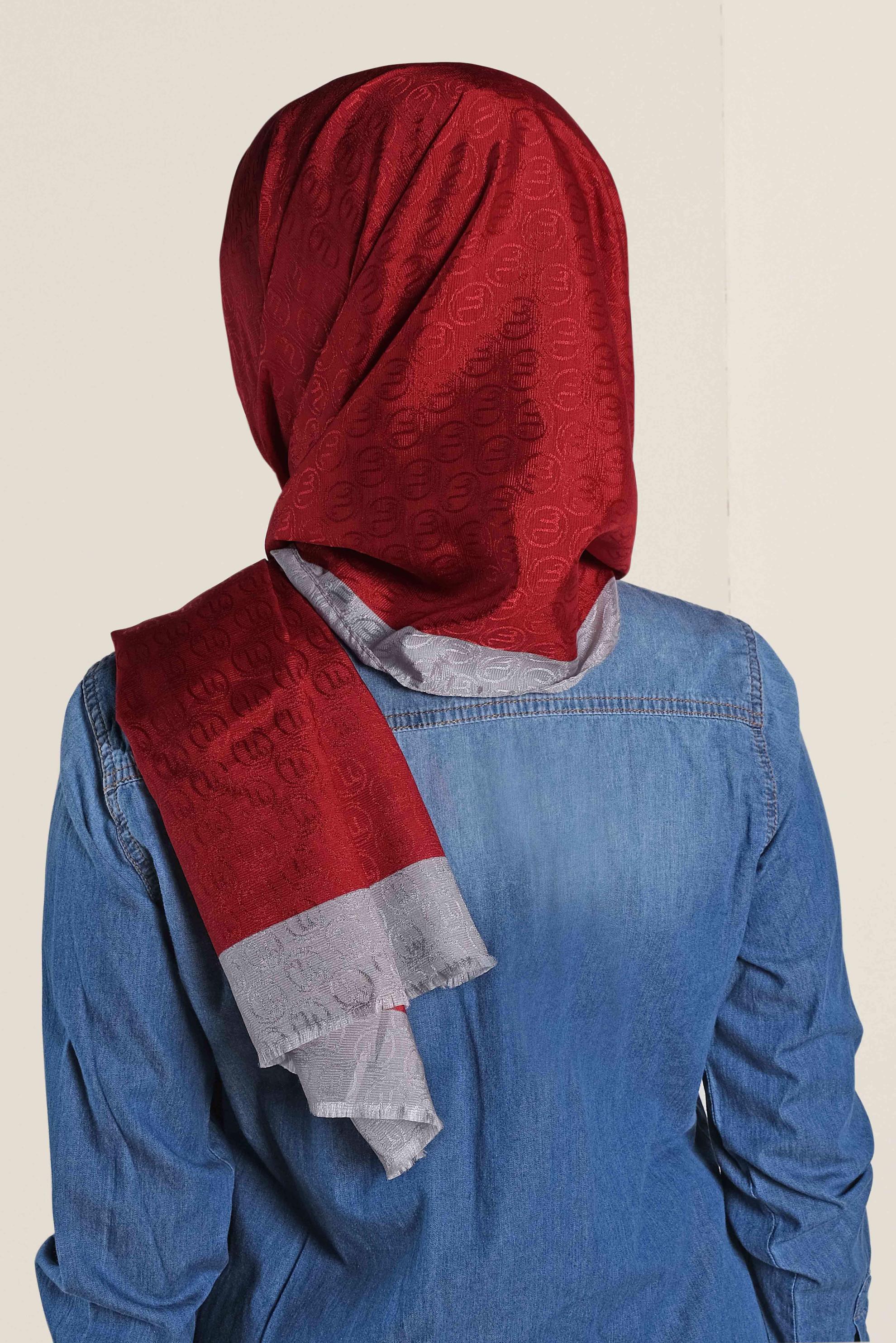 Tesettür giyim KIRMIZI ALVİNA MONOGRAM ŞAL 9997