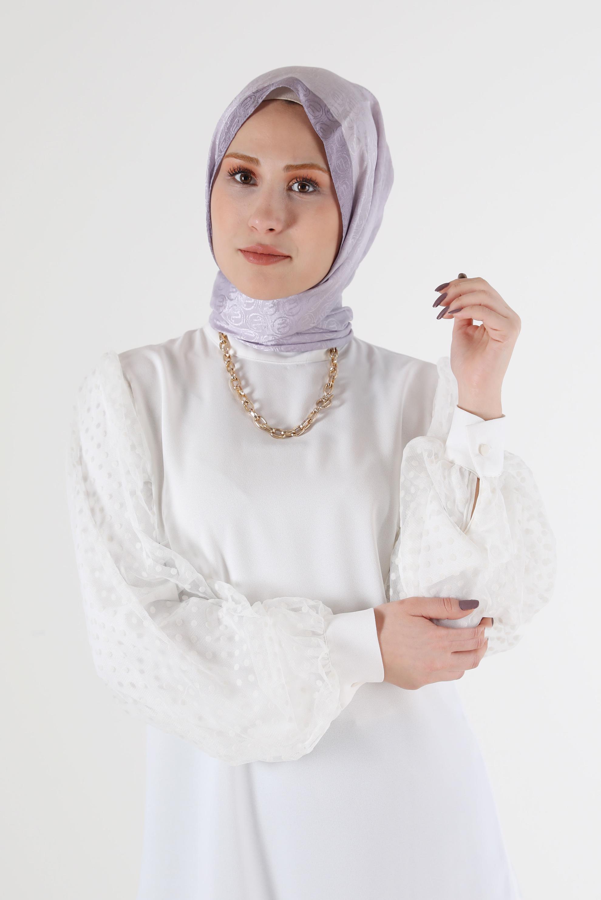 Tesettür giyim MOR ALVİNA MONOGRAM ŞAL 9997