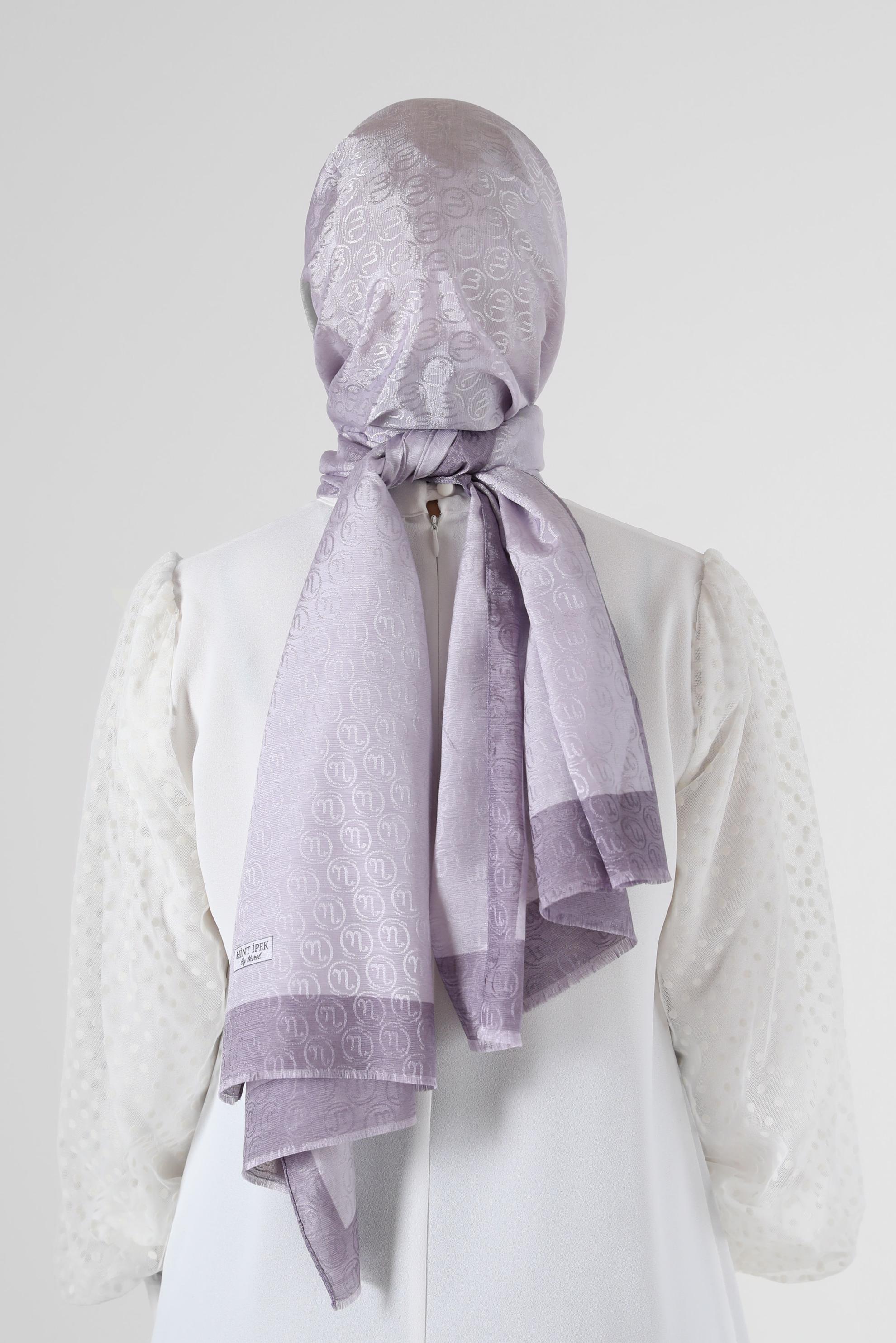 Tesettür giyim MOR ALVİNA MONOGRAM ŞAL 9997