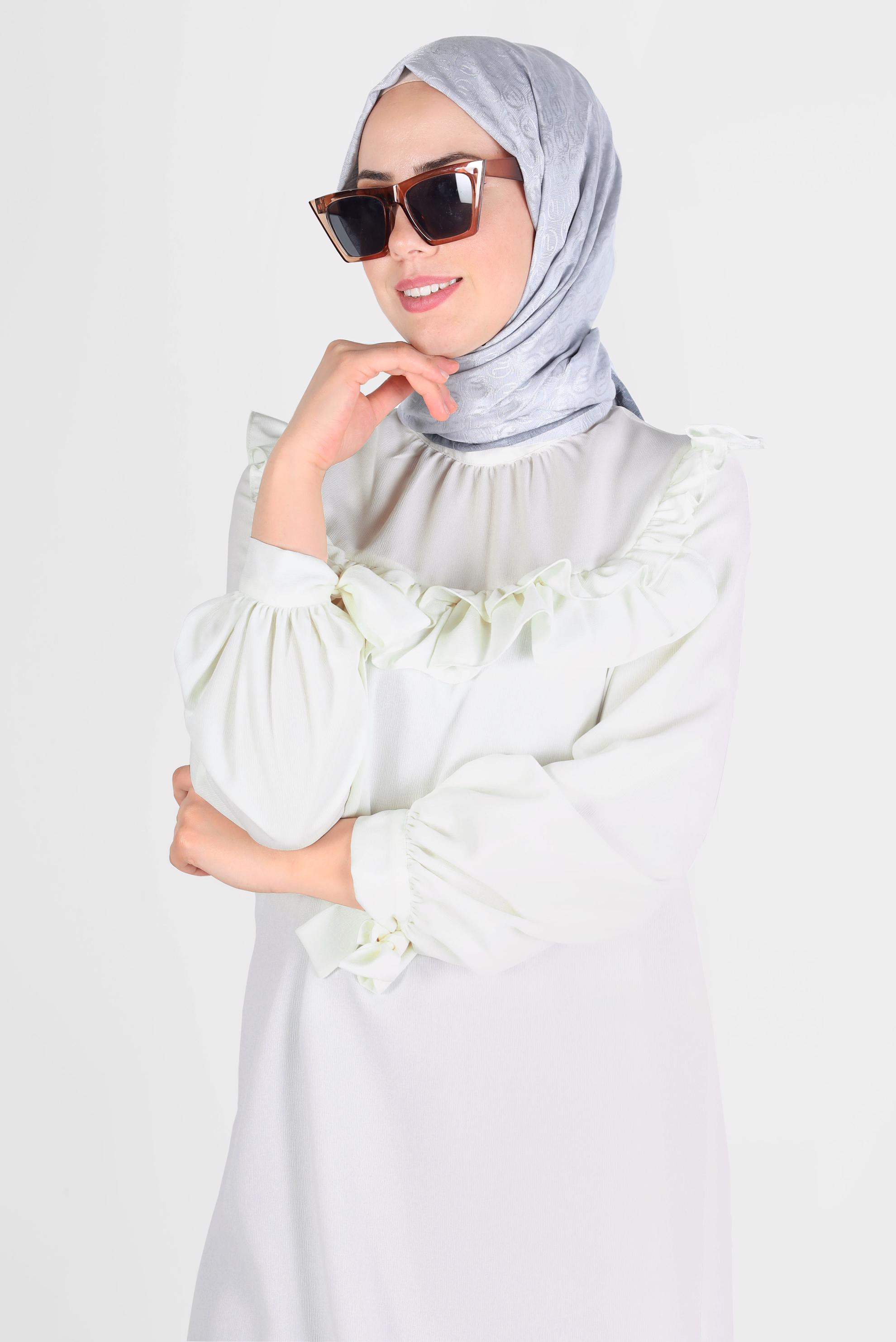 Tesettür giyim BEJ ALVİNA MONOGRAM ŞAL 9997