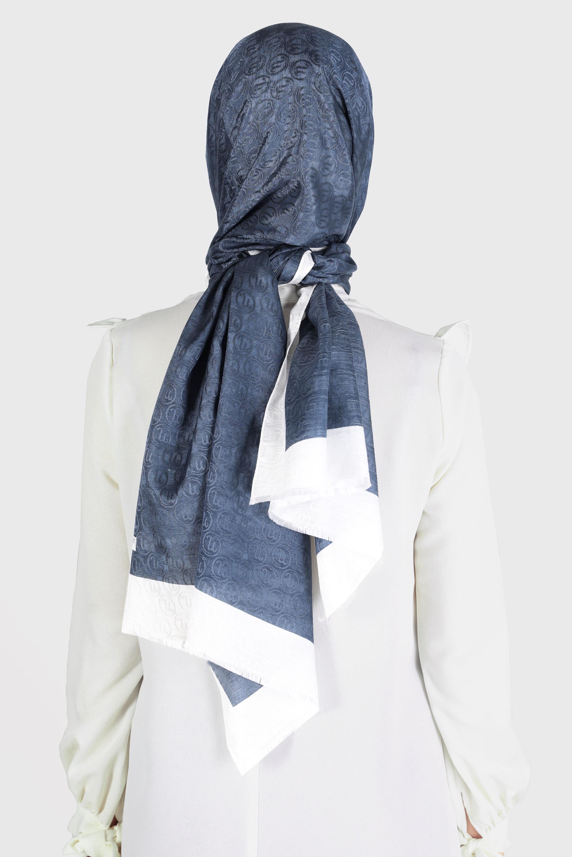 Tesettür giyim LACİVERT ALVİNA MONOGRAM ŞAL 9997