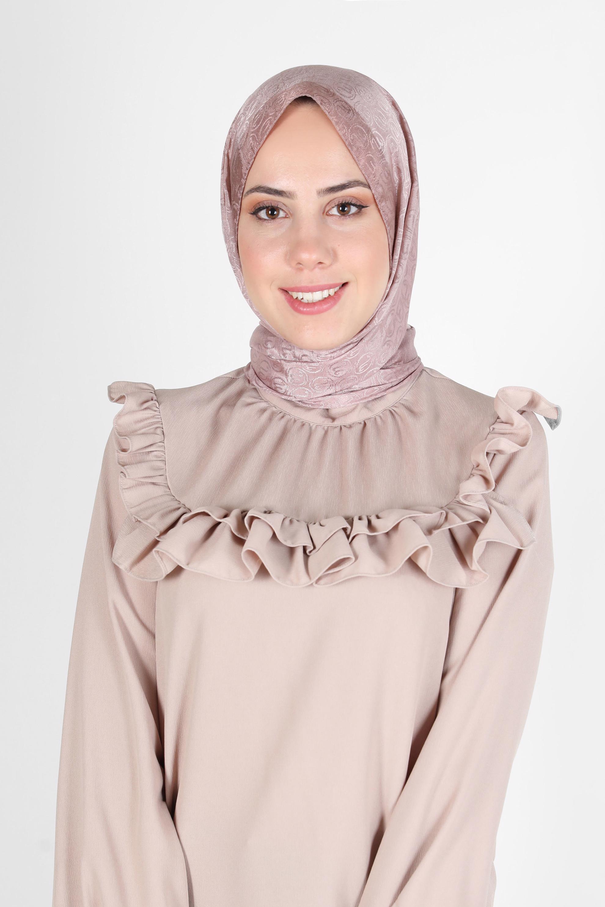 Tesettür giyim PUDRA ALVİNA MONOGRAM ŞAL 9997