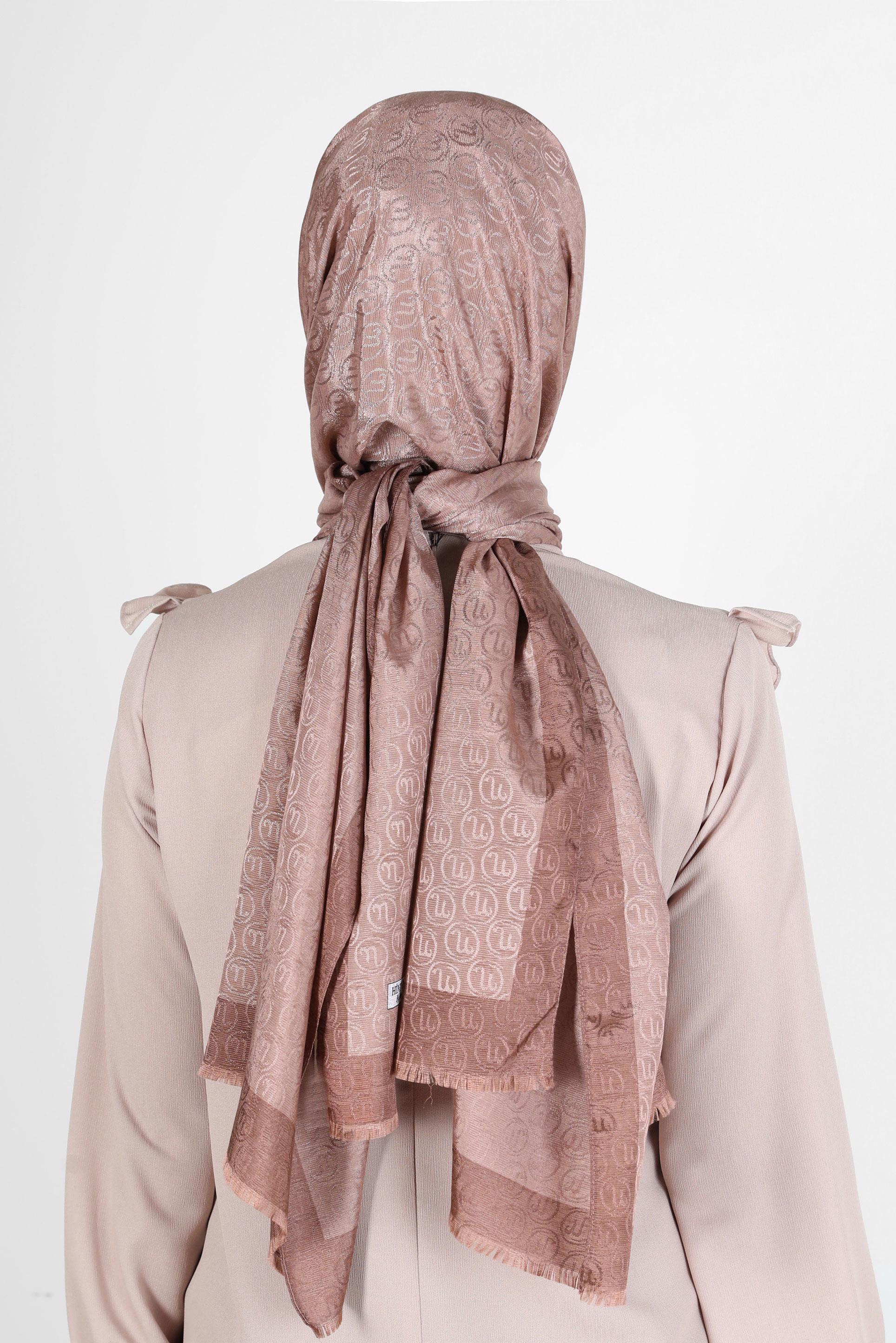 Tesettür giyim KAHVE ALVİNA MONOGRAM ŞAL 9997