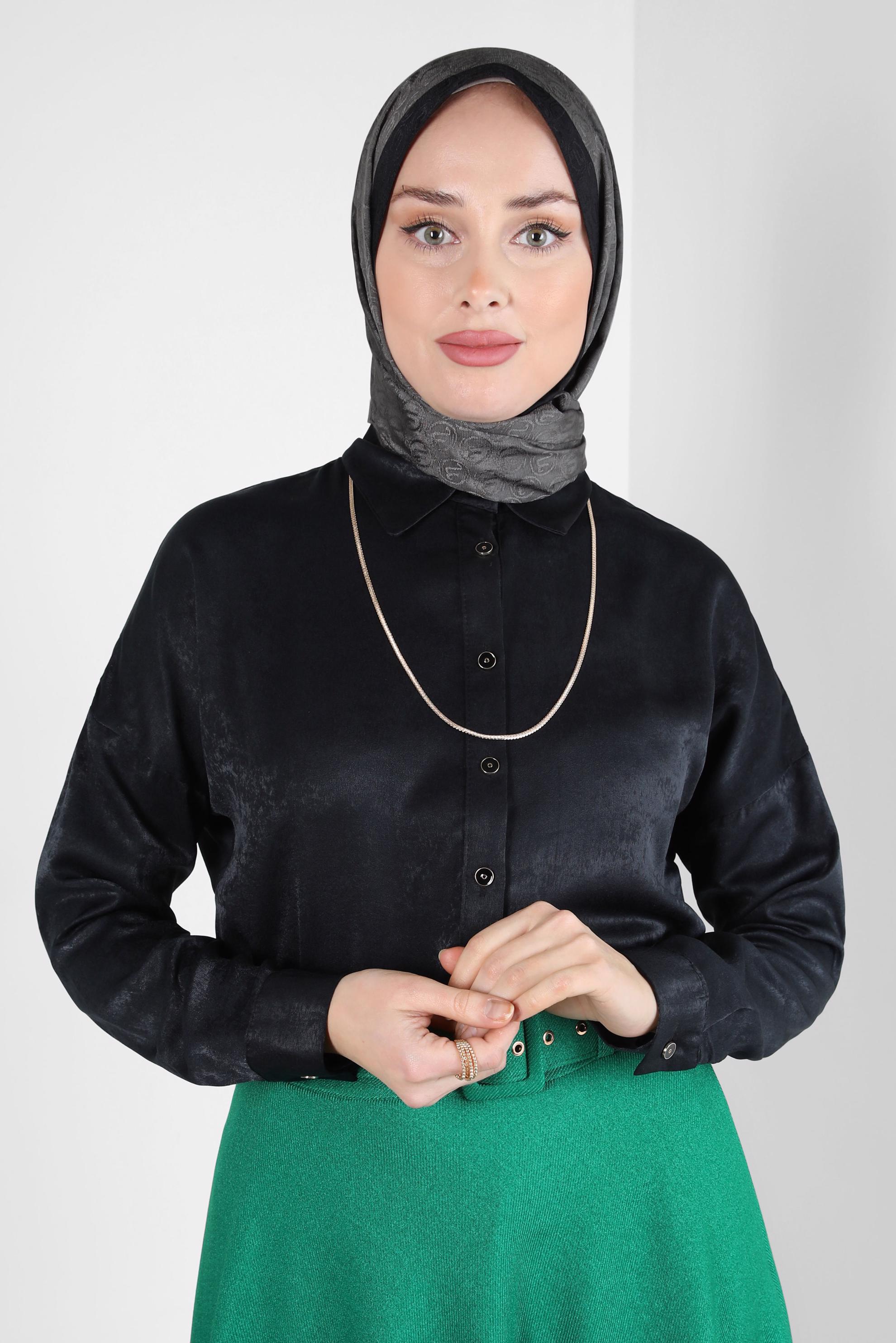 Tesettür giyim GRİ ALVİNA MONOGRAM ŞAL 9997