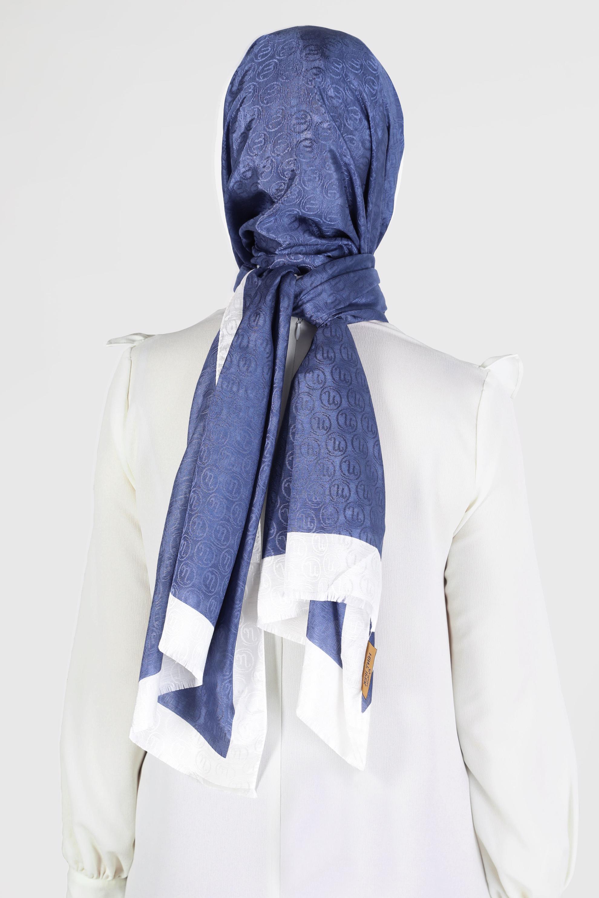 Tesettür giyim LACİVERT ALVİNA MONOGRAM ŞAL 9997