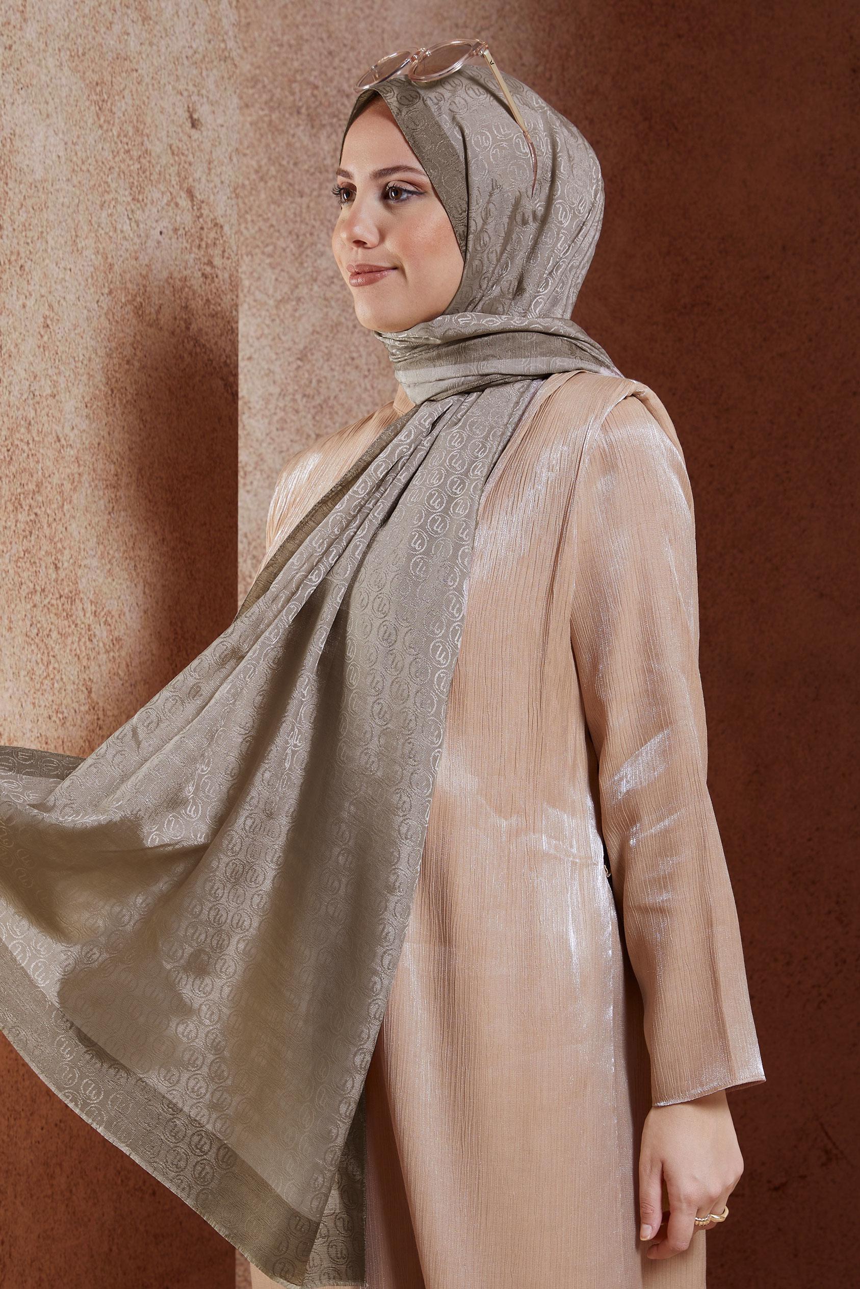 Tesettür giyim SARI ALVİNA MONOGRAM ŞAL 9997