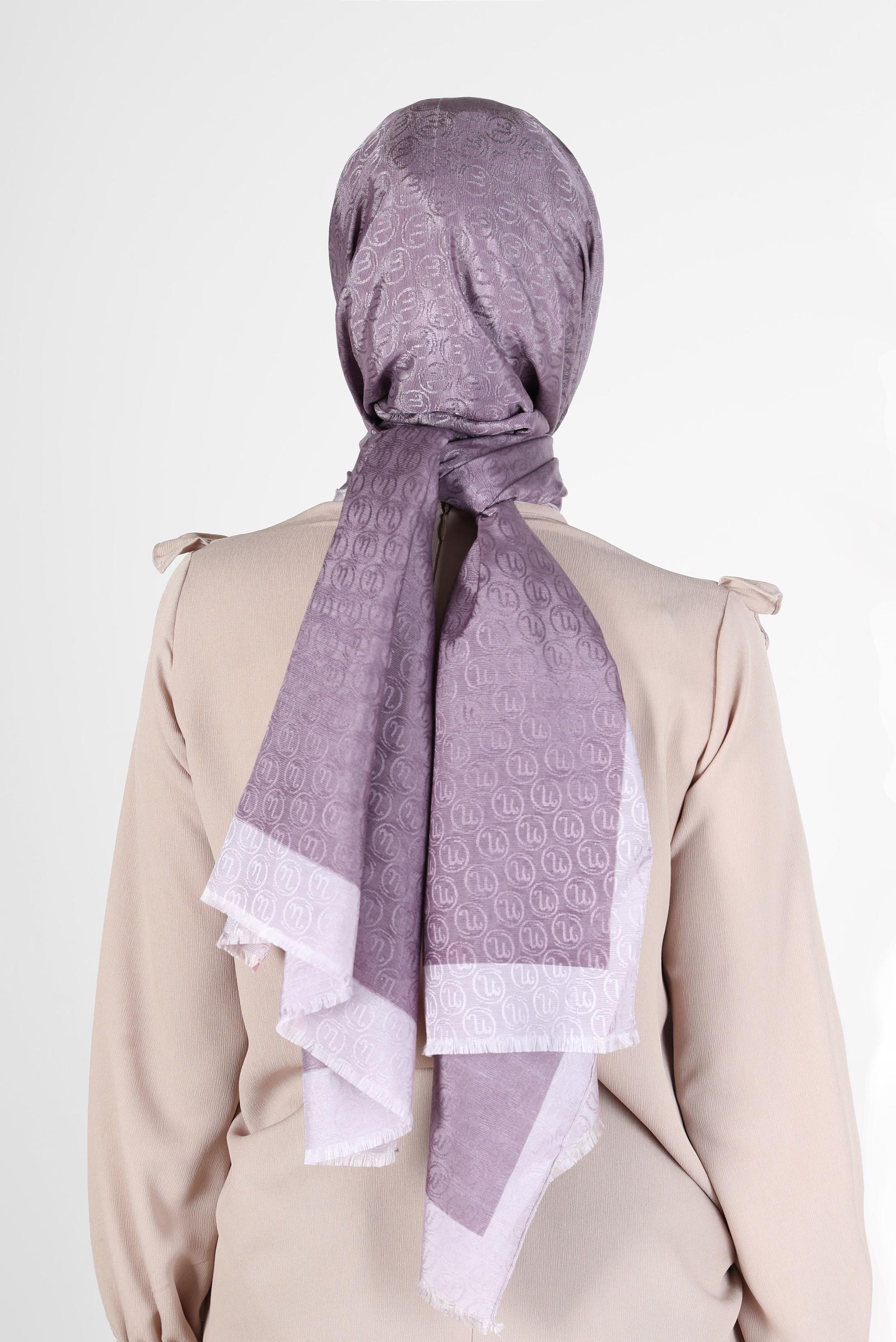 Tesettür giyim MOR ALVİNA MONOGRAM ŞAL 9997