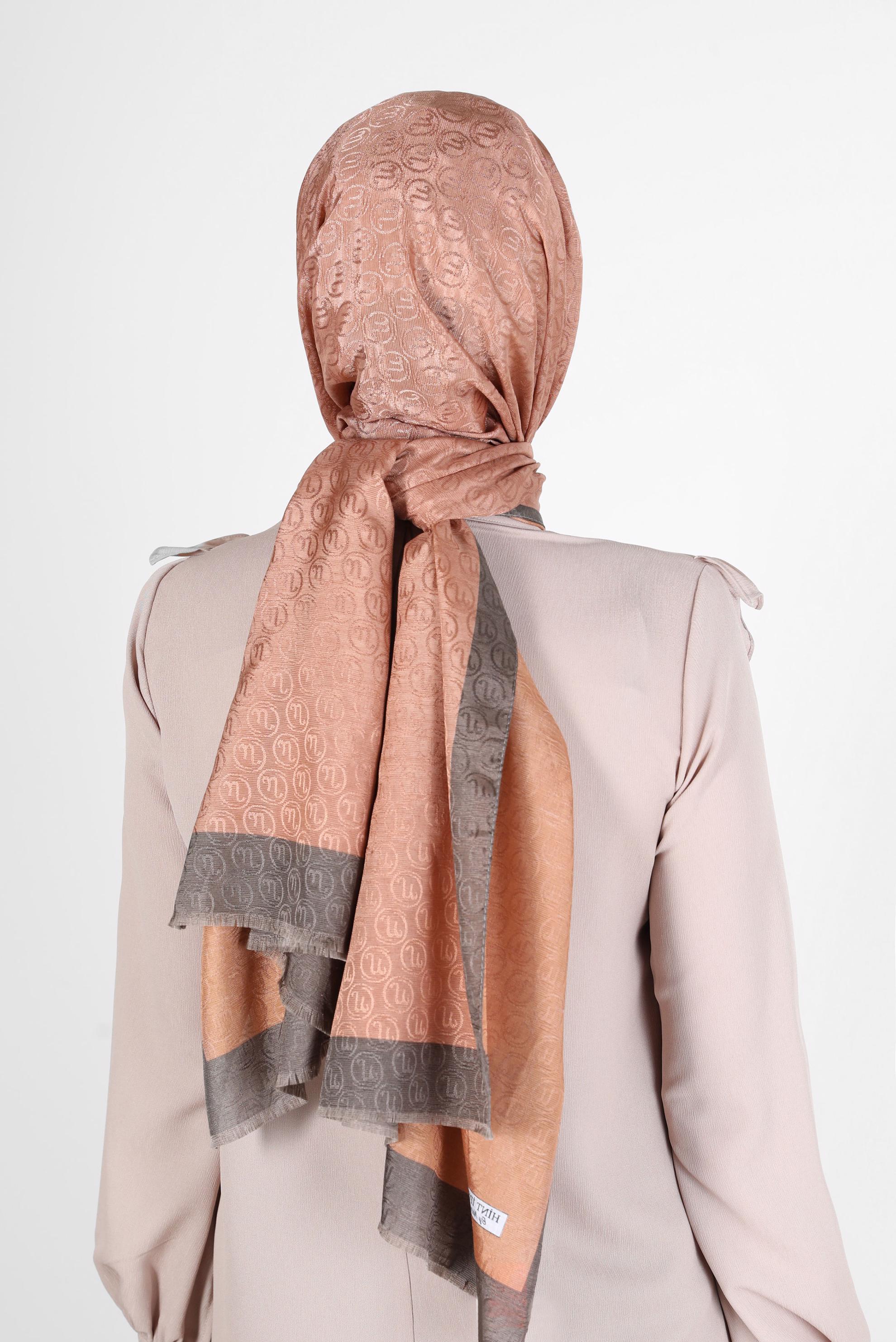 Tesettür giyim TABA ALVİNA MONOGRAM ŞAL 9997