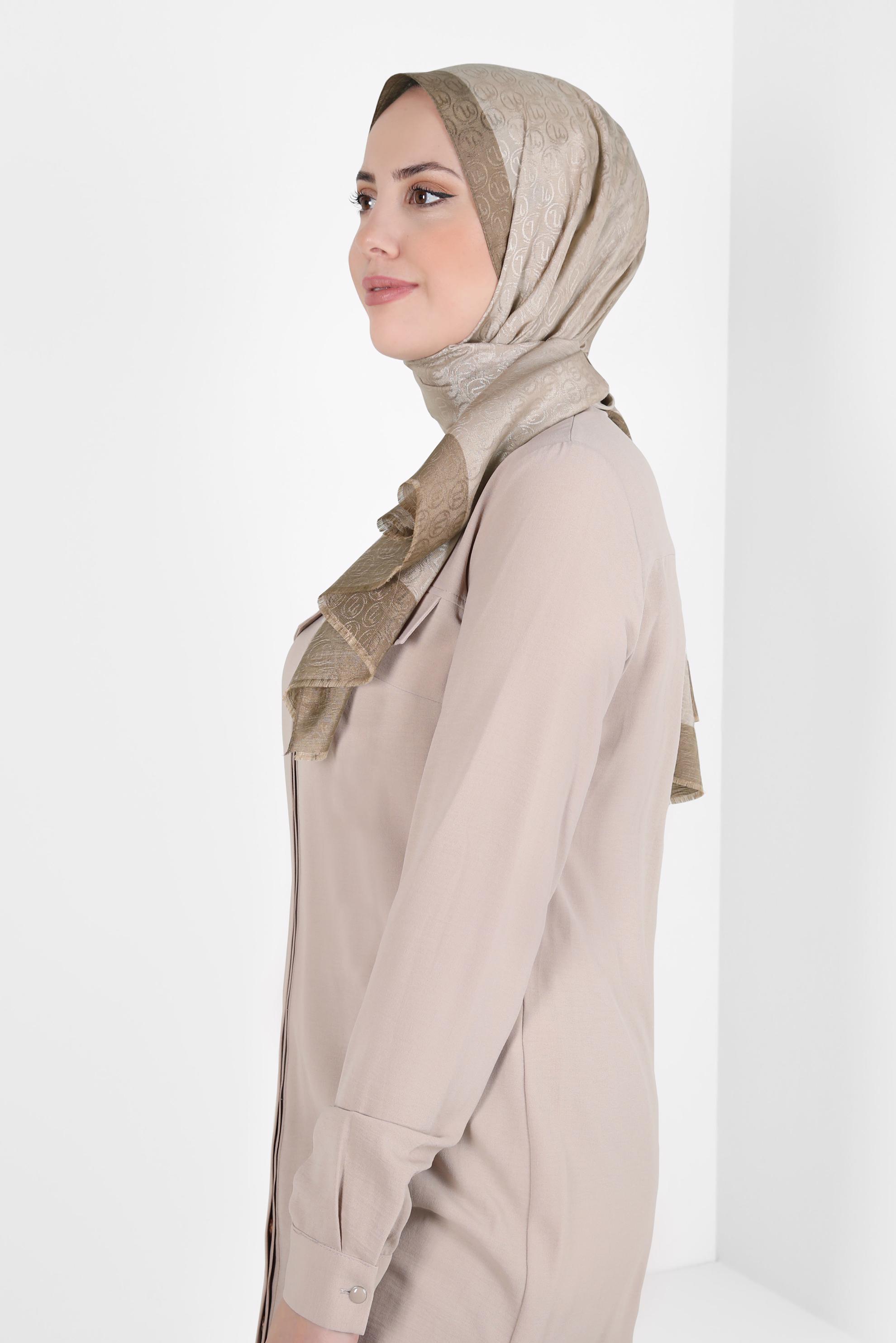 Tesettür giyim BAKIR / BRONZ ALVİNA MONOGRAM ŞAL 9997