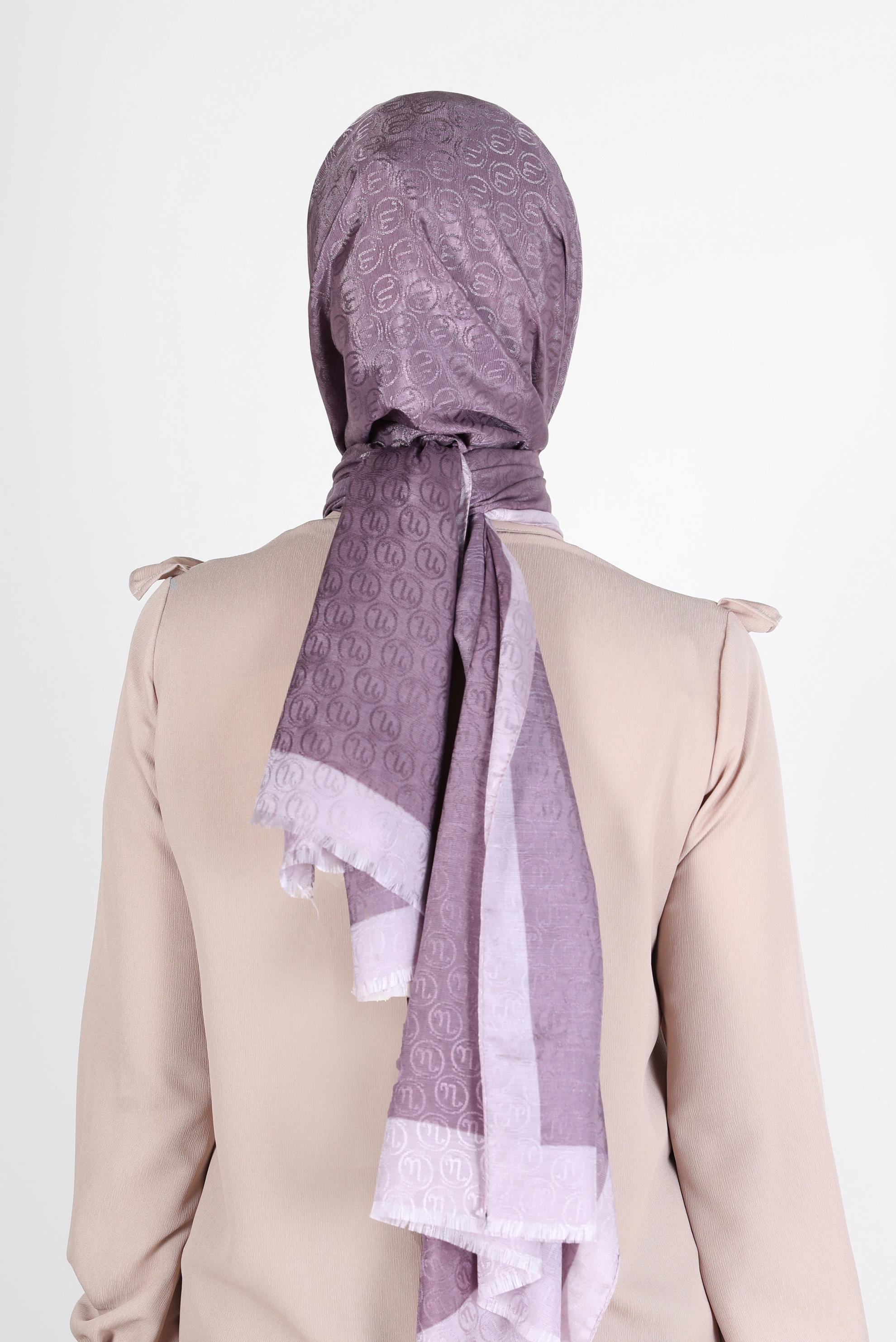 Tesettür giyim MOR ALVİNA MONOGRAM ŞAL 9997