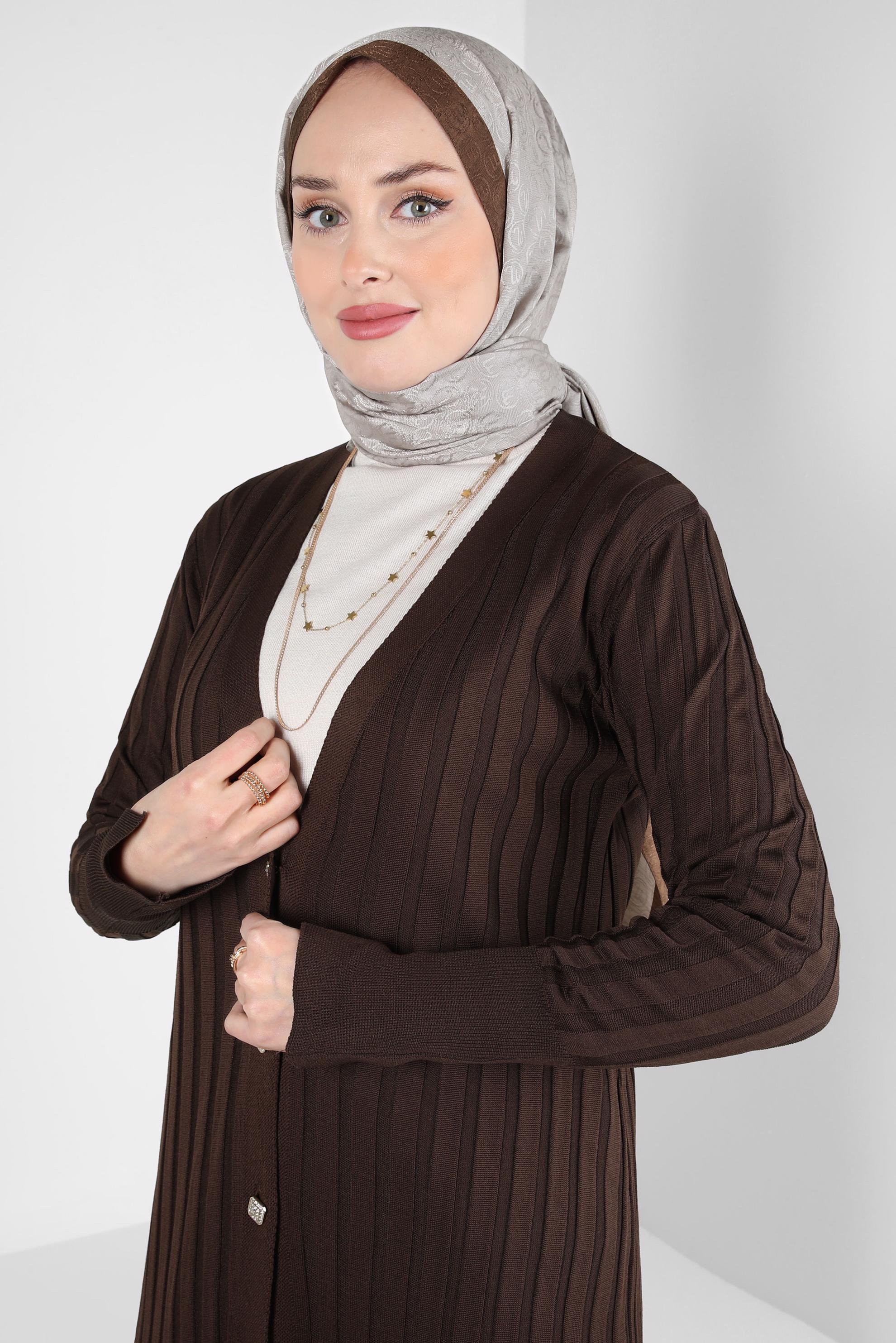 Tesettür giyim TABA ALVİNA MONOGRAM ŞAL 9997