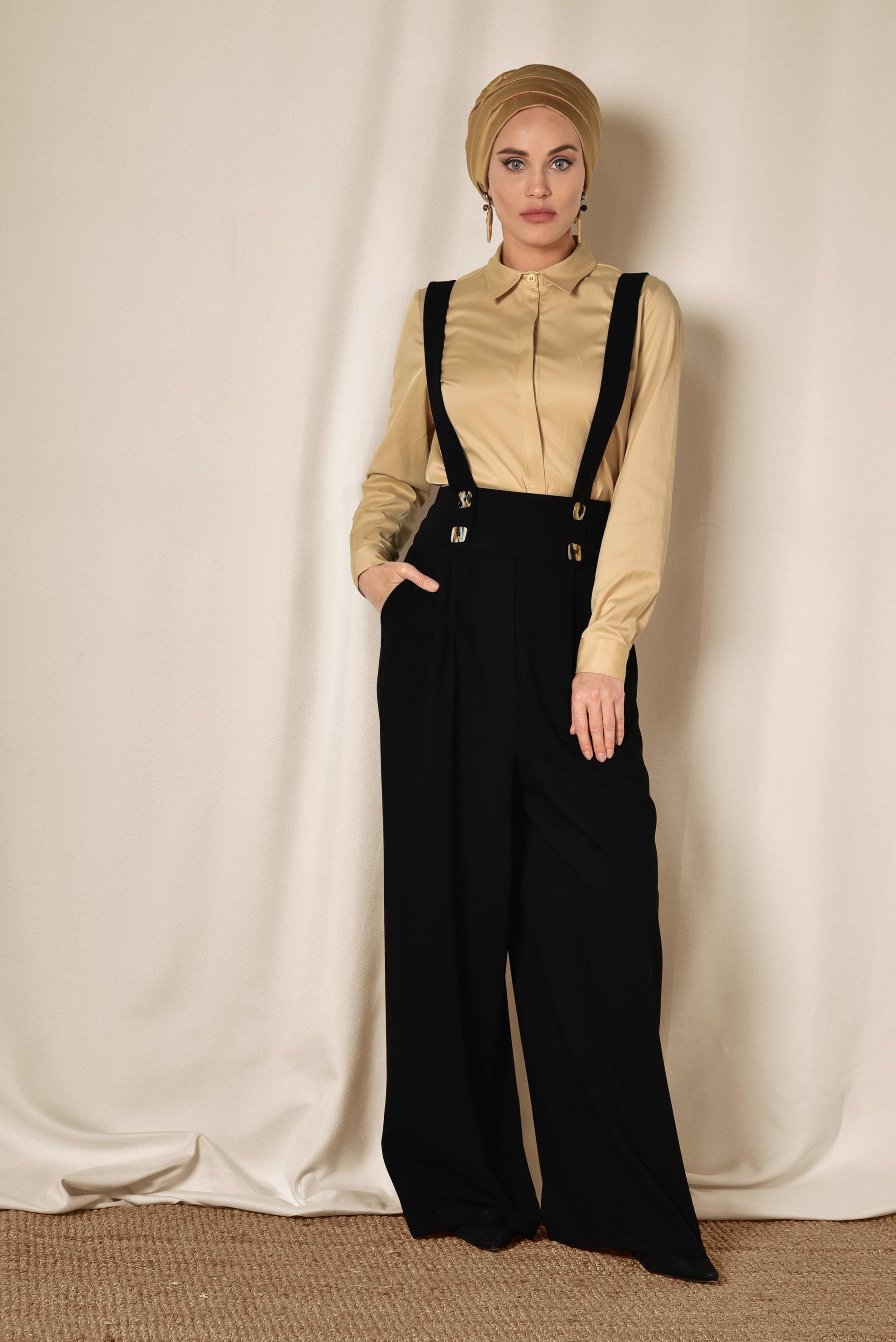 Tesettür giyim SİYAH YÜKSEL BEL SALOPET 4082 