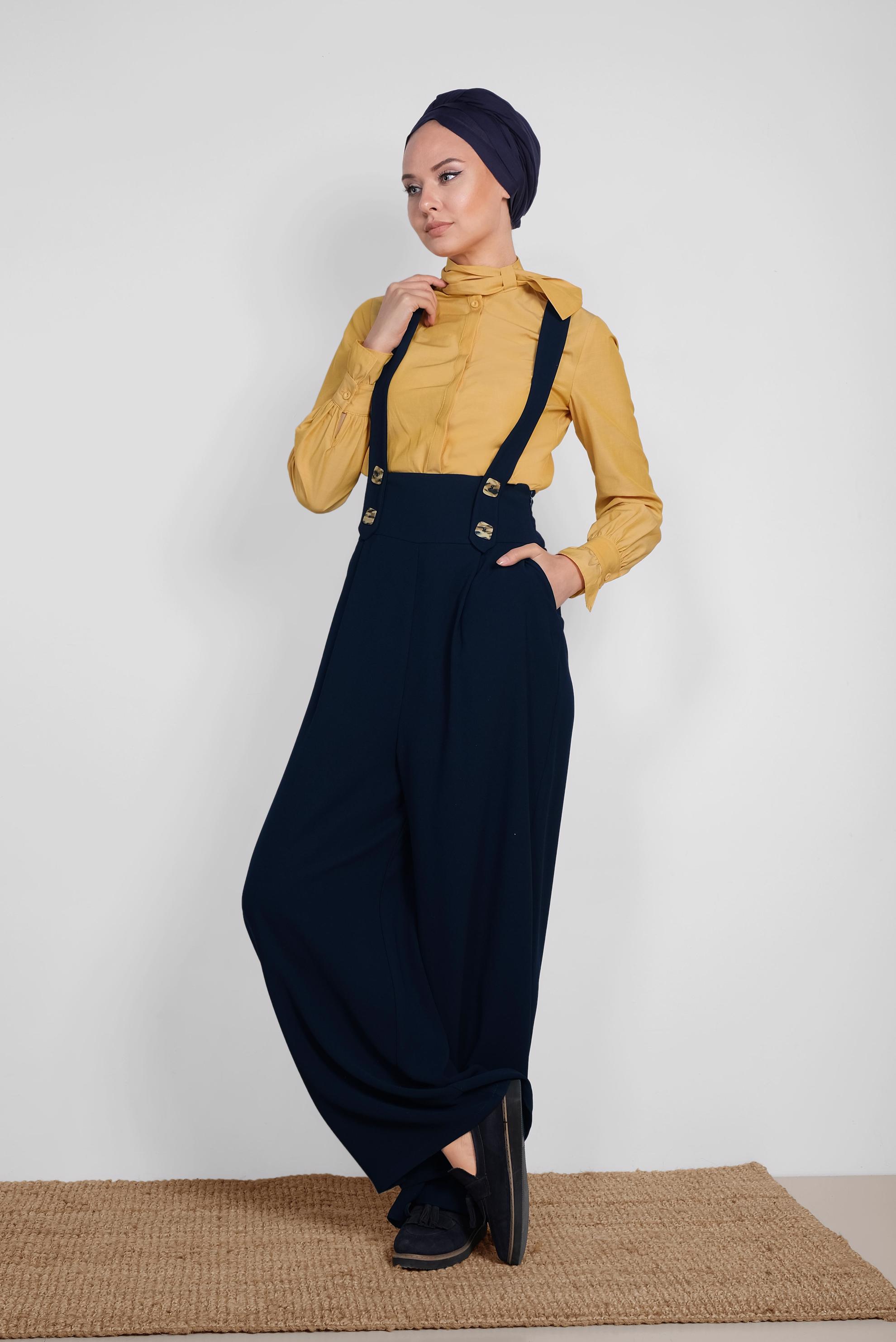 Tesettür giyim LACİVERT YÜKSEL BEL SALOPET 4082 