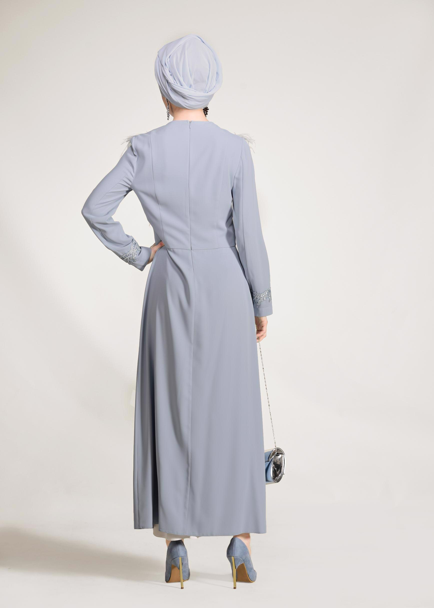 Hijab clothing BLUE Tassel Detail Binary Suit 3405  