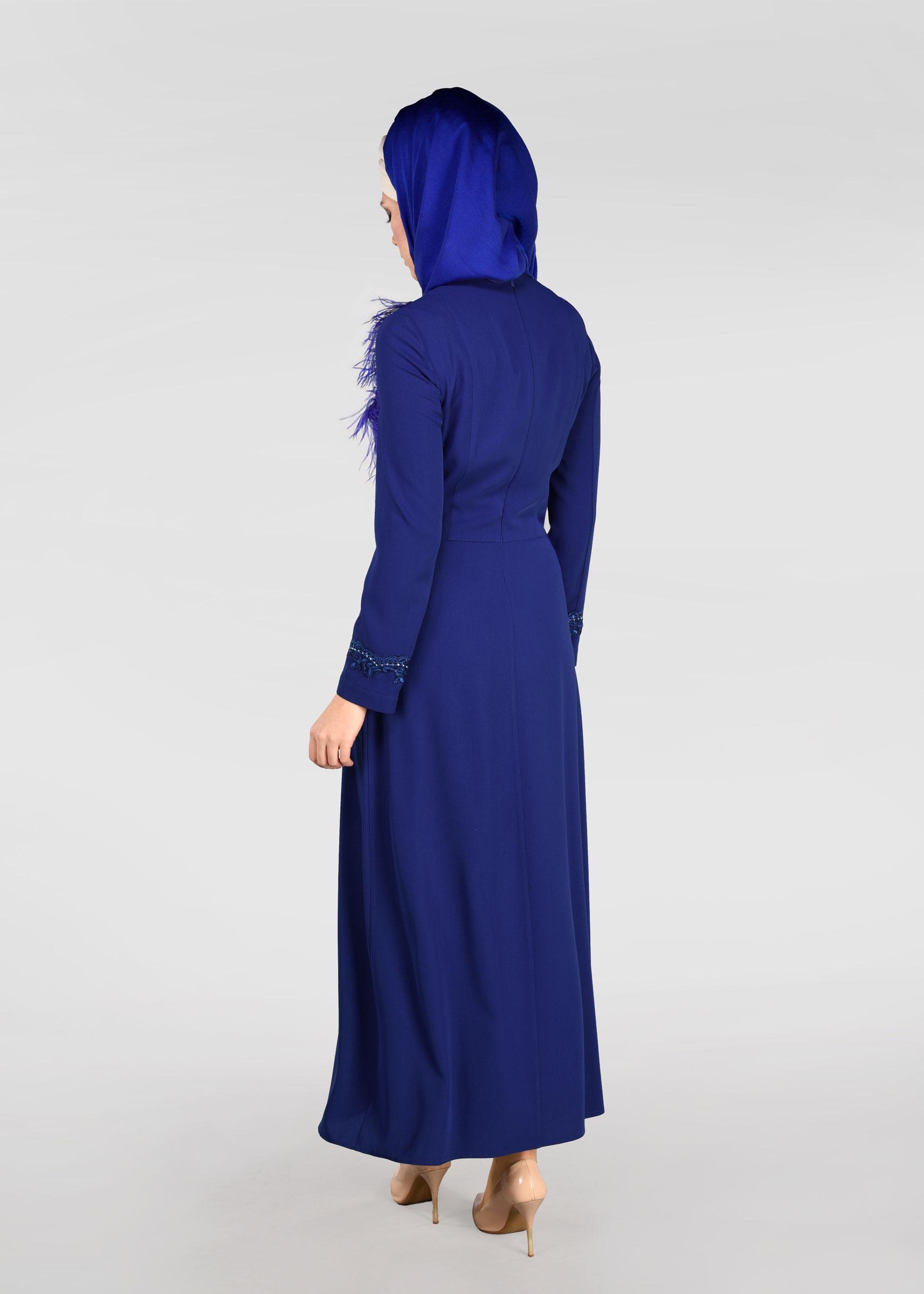 Hijab clothing BLUE Tassel Detail Binary Suit 3405  