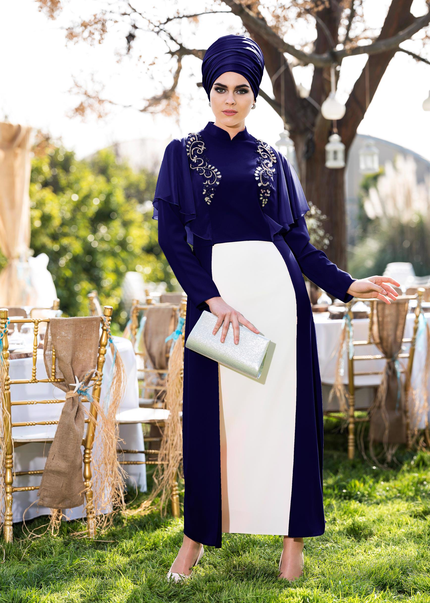 Hijab clothing NAVY BLUE Flywheel Detail Binary Suit 3406 