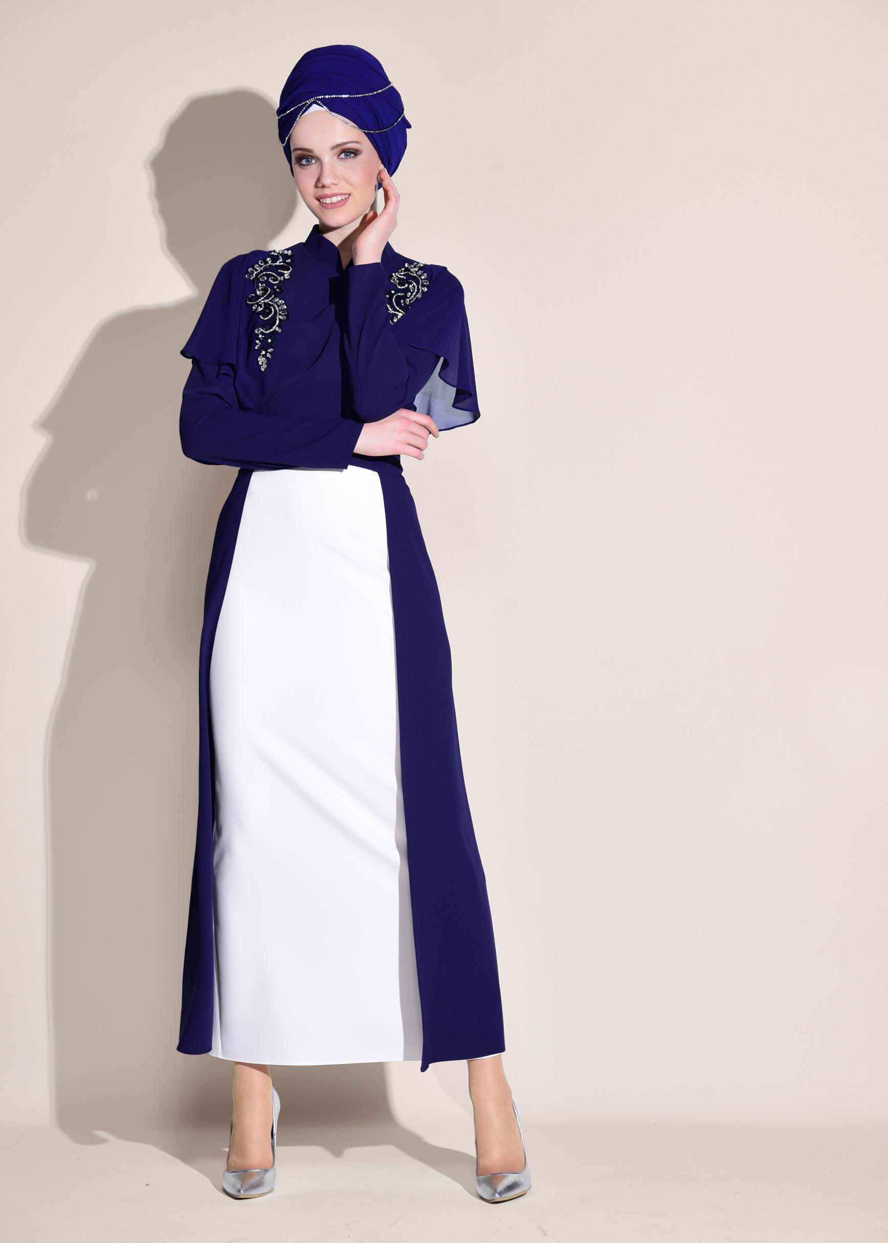 Hijab clothing NAVY BLUE Flywheel Detail Binary Suit 3406 