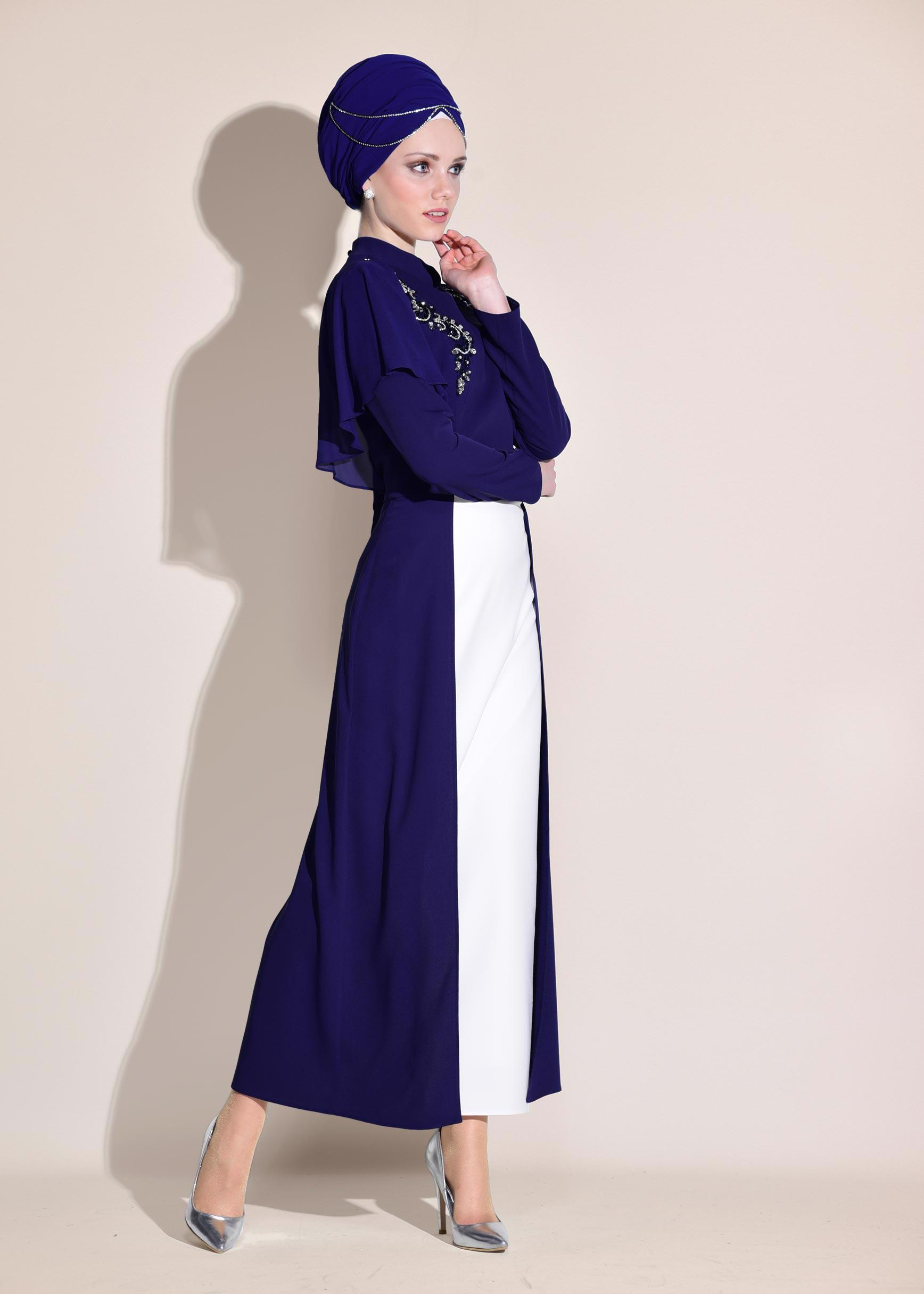 Hijab clothing NAVY BLUE Flywheel Detail Binary Suit 3406 