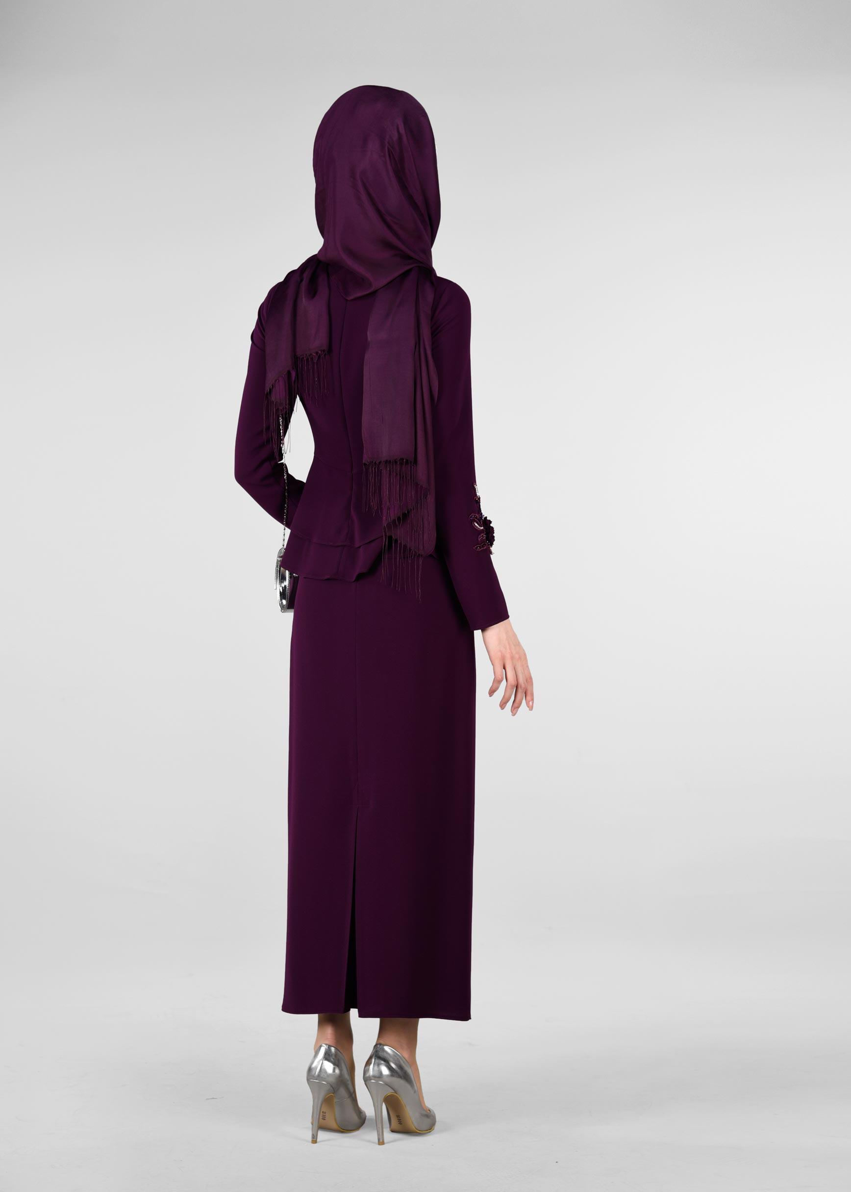 Hijab clothing PURPLE Embroidered Binary Suit 3413  