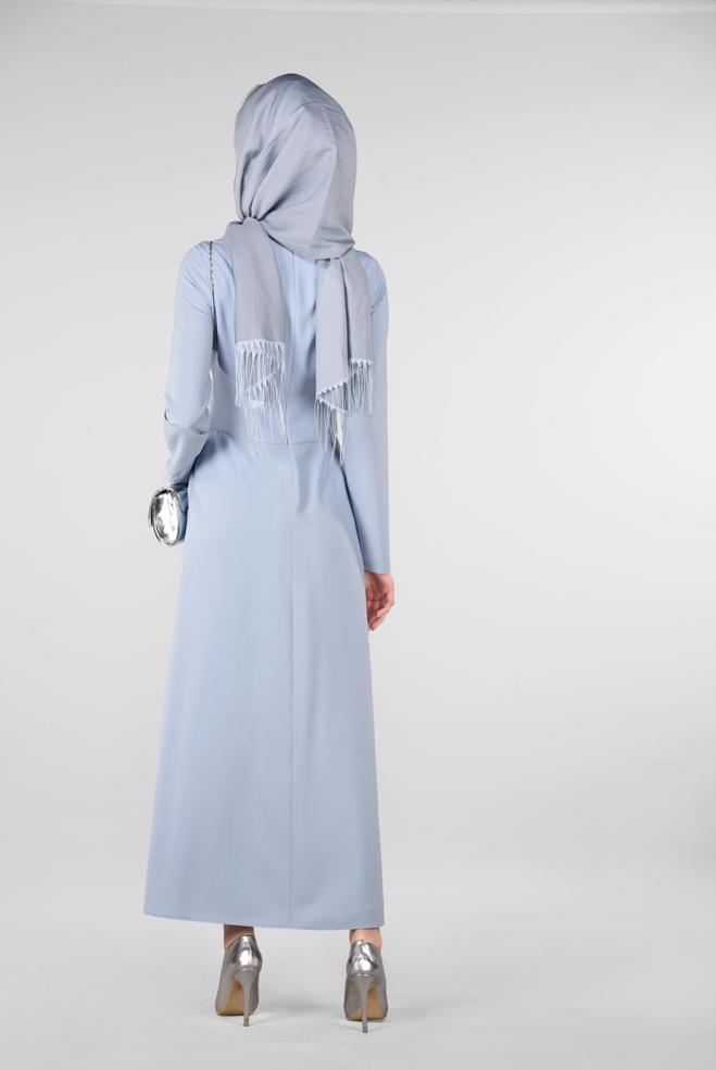 Hijab clothing BLUE Stone Detailed Binary Suit 3419   - ALVİNA