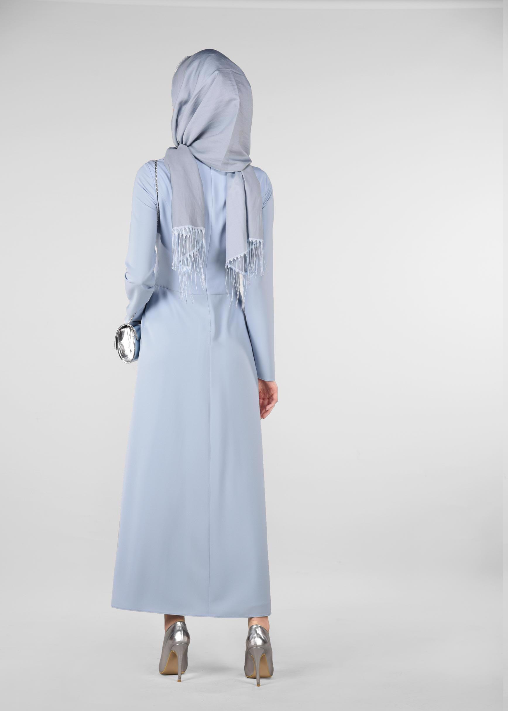 Hijab clothing BLUE Stone Detailed Binary Suit 3419  