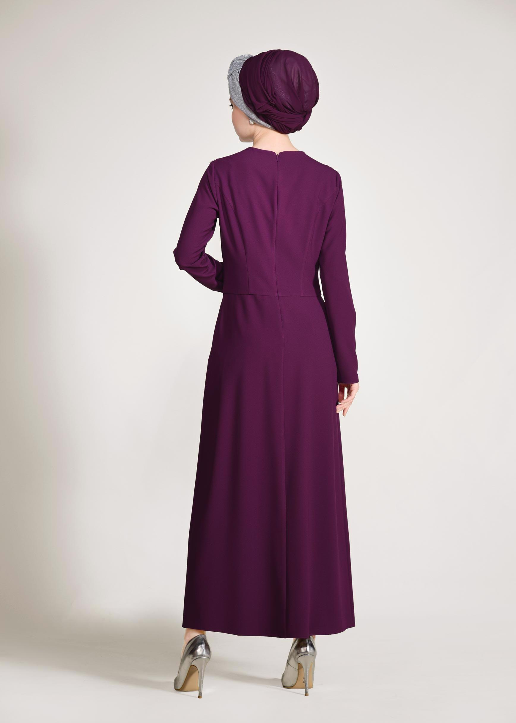 Tesettür giyim MÜRDÜM PELERİN GÖRÜNÜMLÜ ELBİSELİ TAKIM 3419