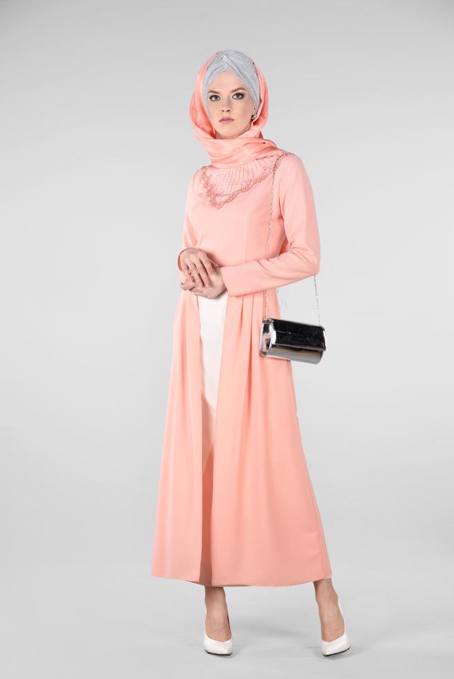 Hijab clothing PINK Stone Detailed Binary Suit 3419   - ALVİNA