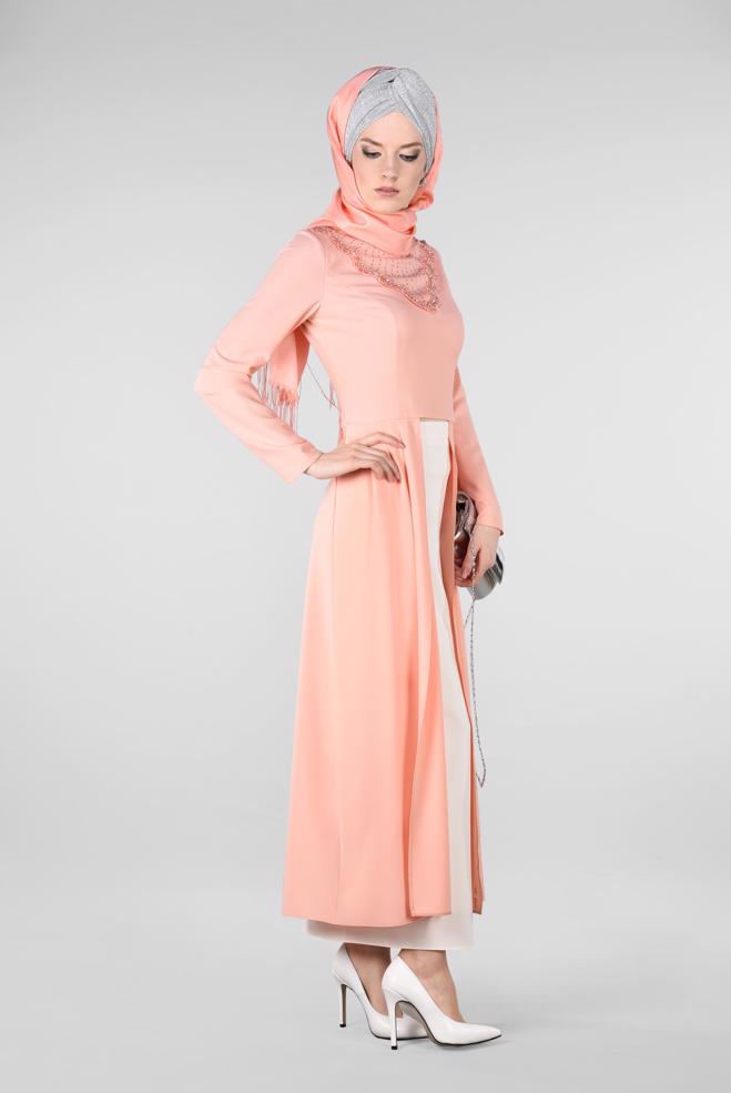 Hijab clothing PINK Stone Detailed Binary Suit 3419   - ALVİNA