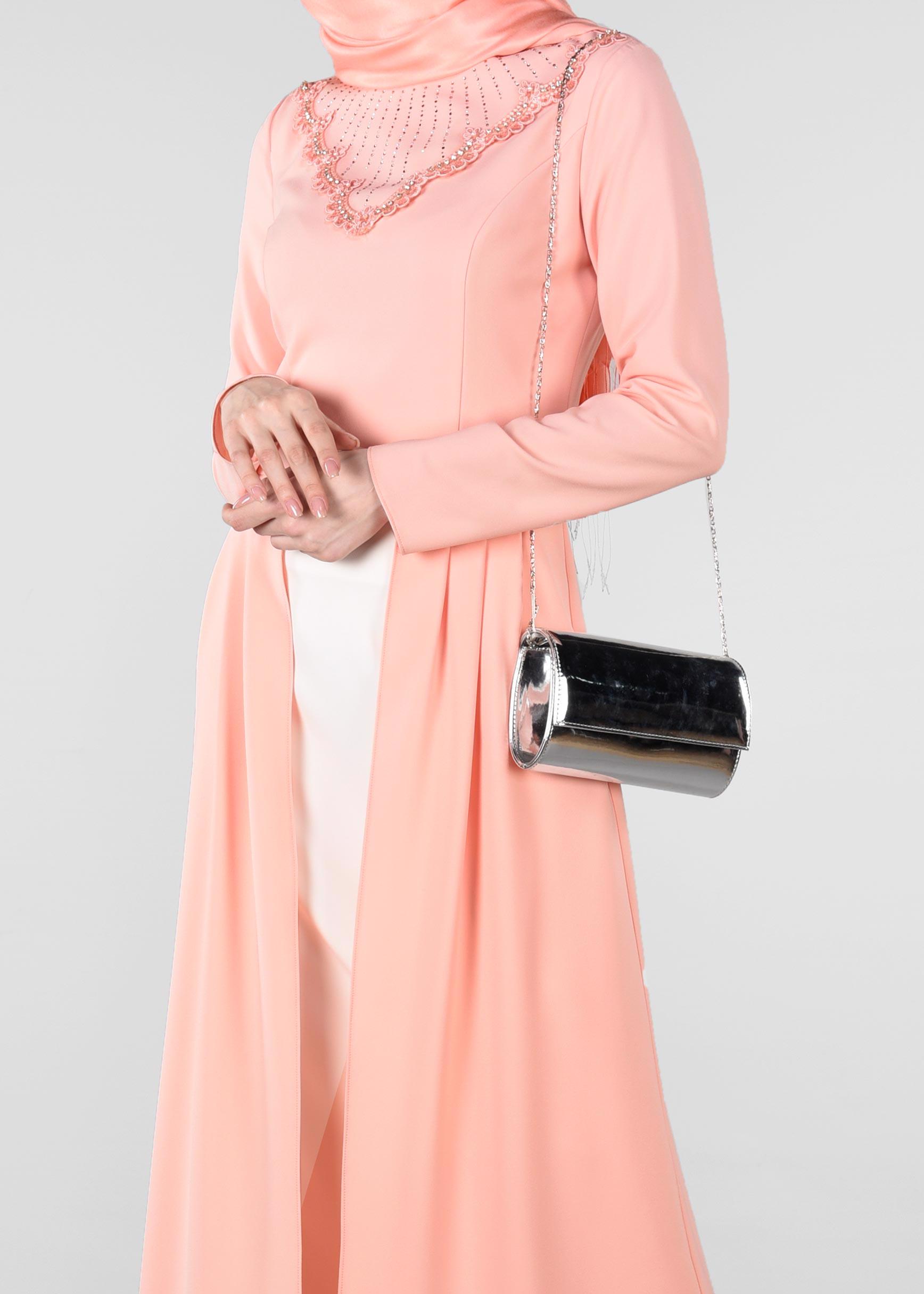 Hijab clothing PINK Stone Detailed Binary Suit 3419  