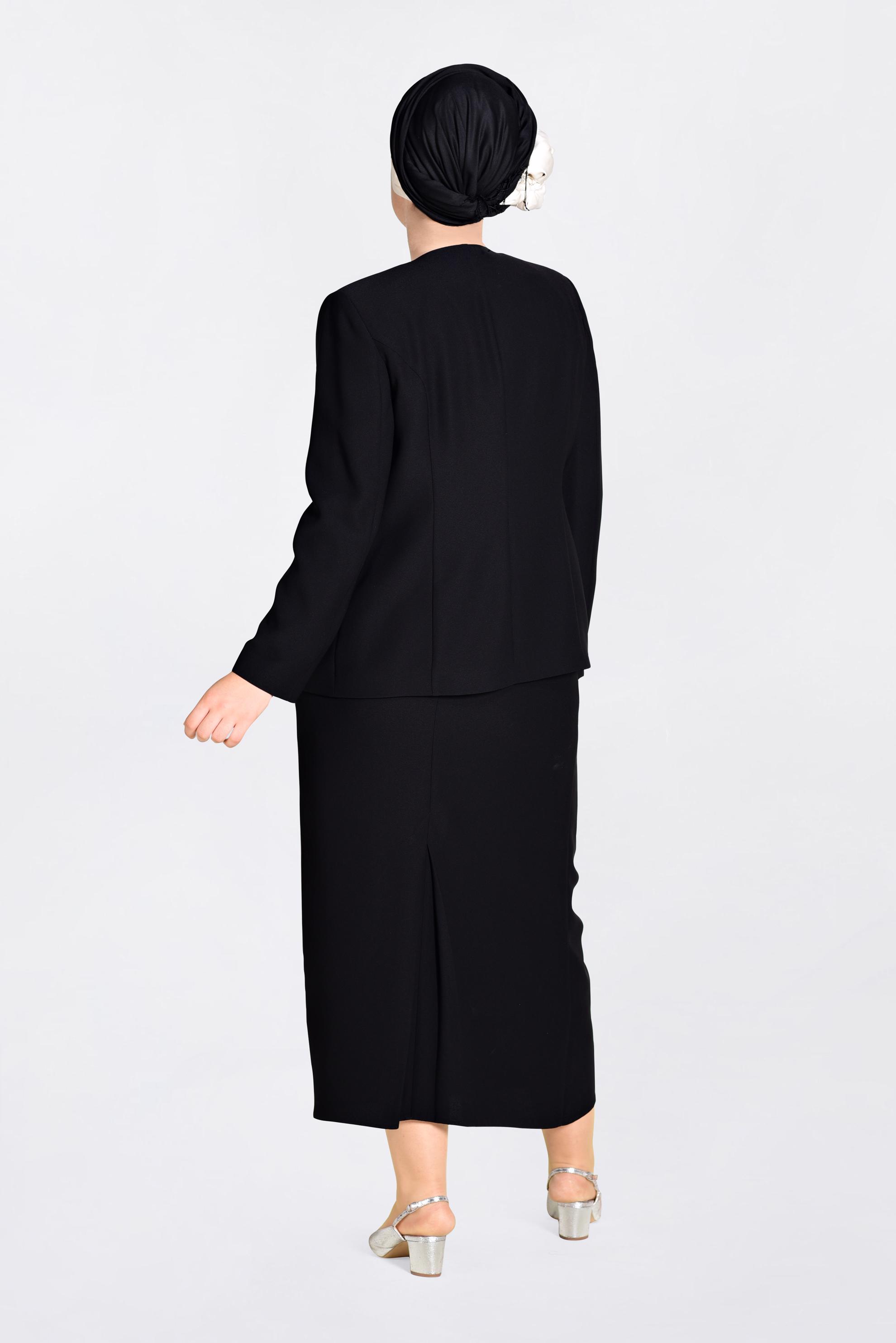 Hijab clothing BLACK Stoned Triple Suit 3429 