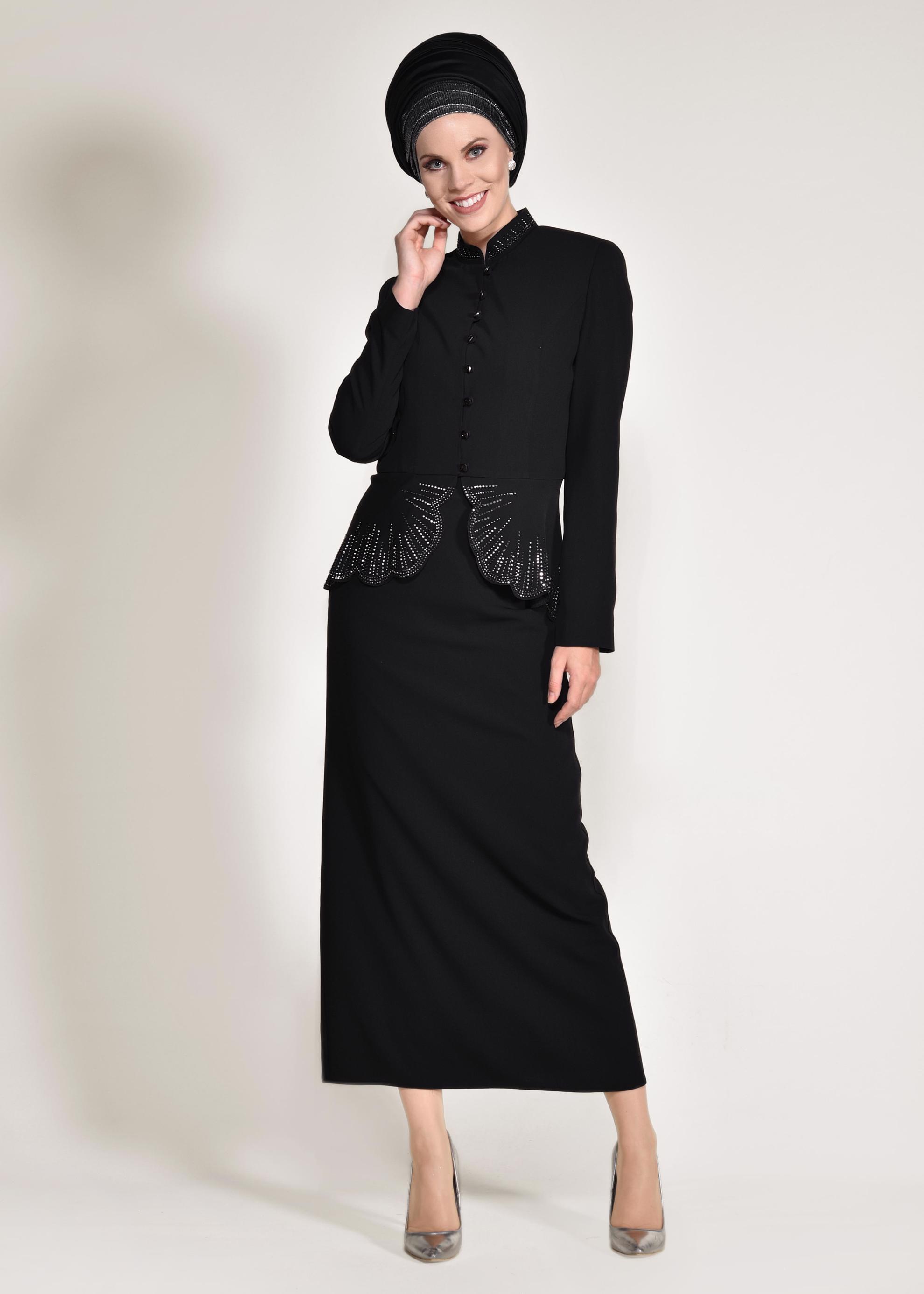 Hijab clothing BLACK Judge Collar Binary Suit 3433 